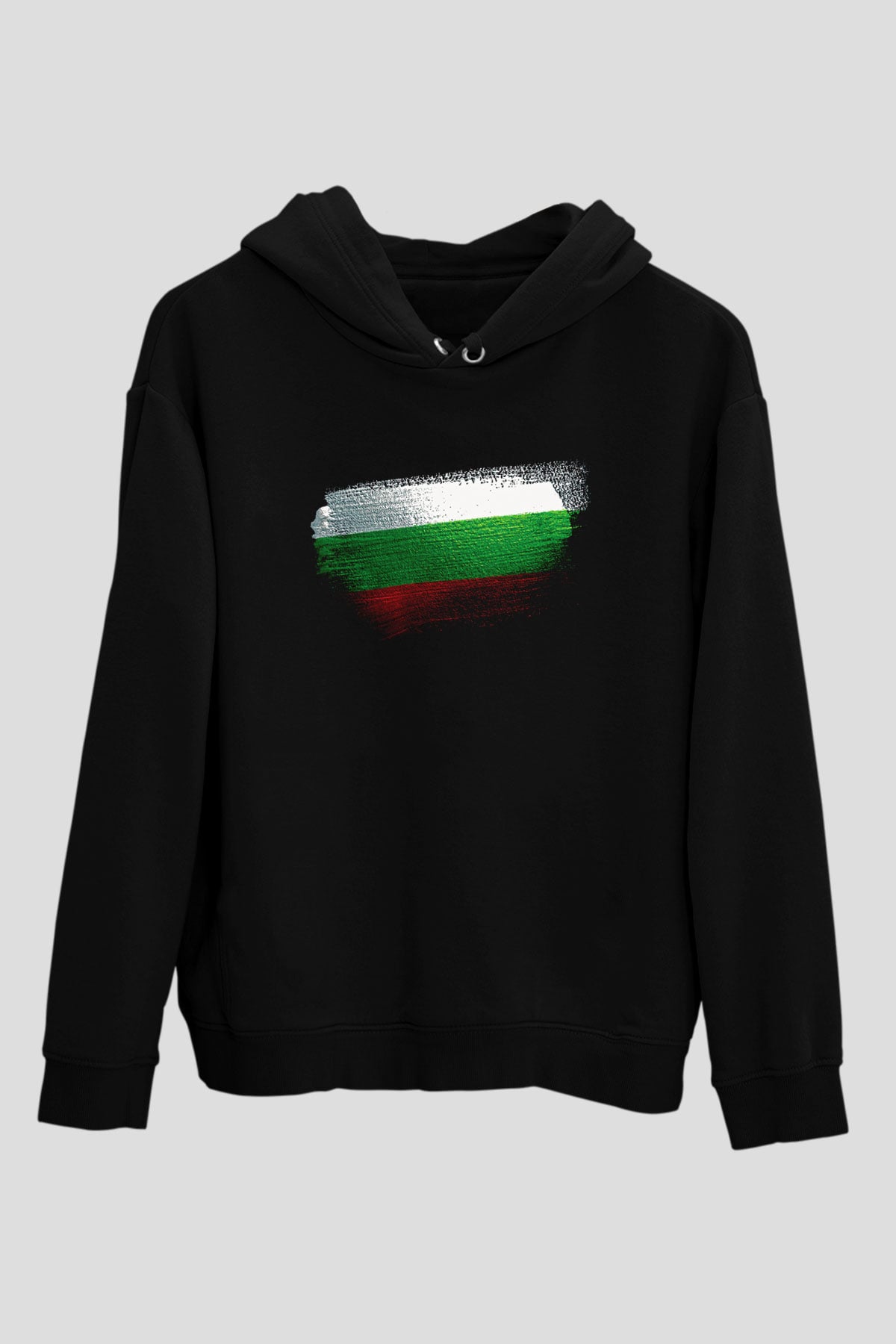 Bulgaristan - Bulgaria Bayrağı Baskılı Unisex Siyah Hoodie