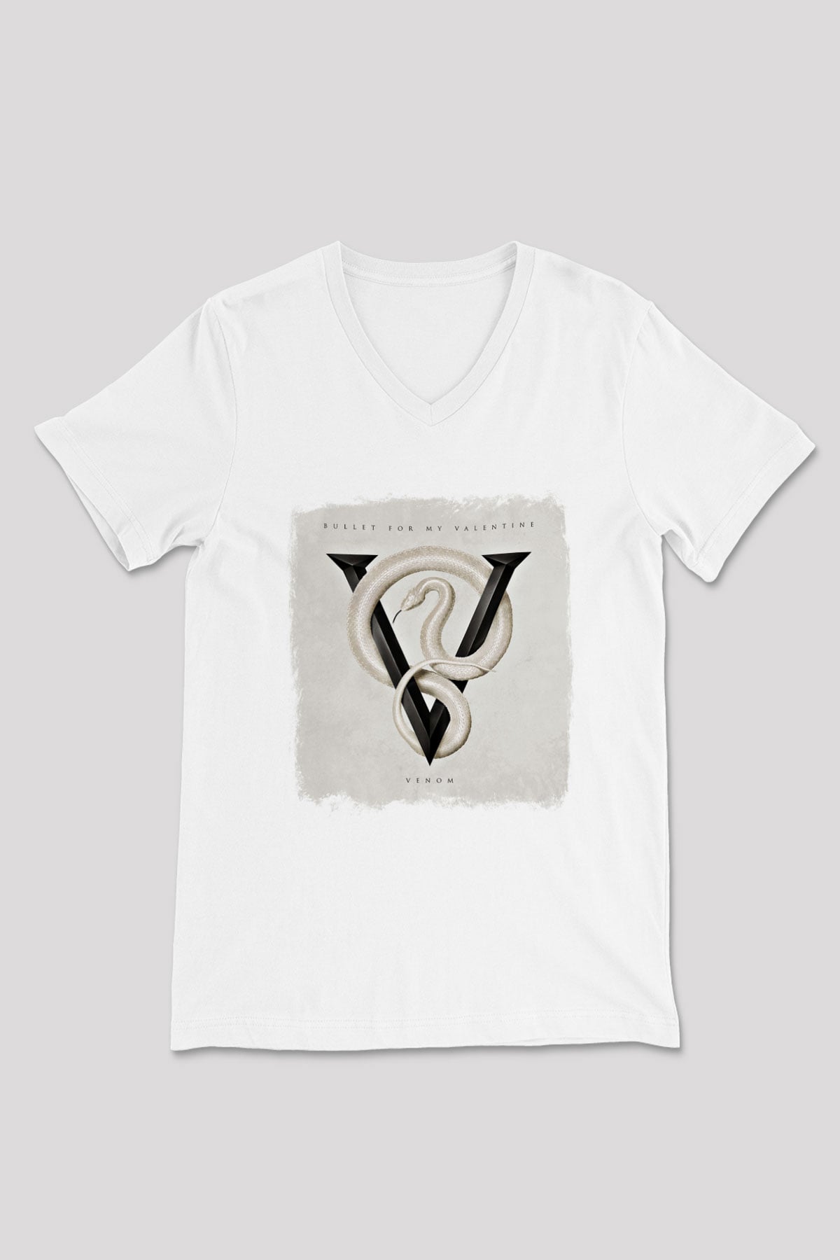 Bullet for My Valentine Baskılı Unisex Beyaz V Yaka Tişört
