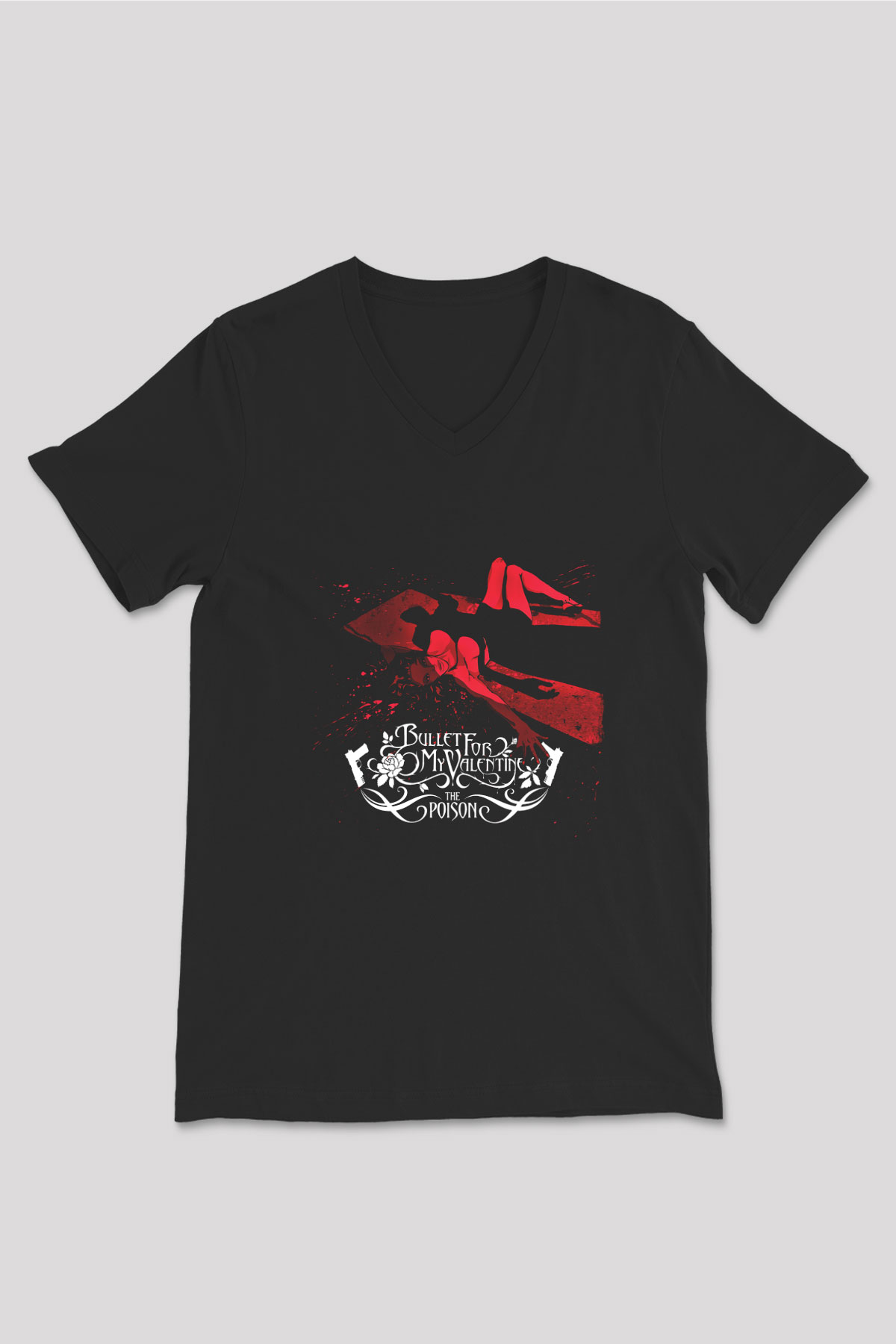 Bullet for My Valentine Baskılı Unisex Siyah V Yaka Tişört