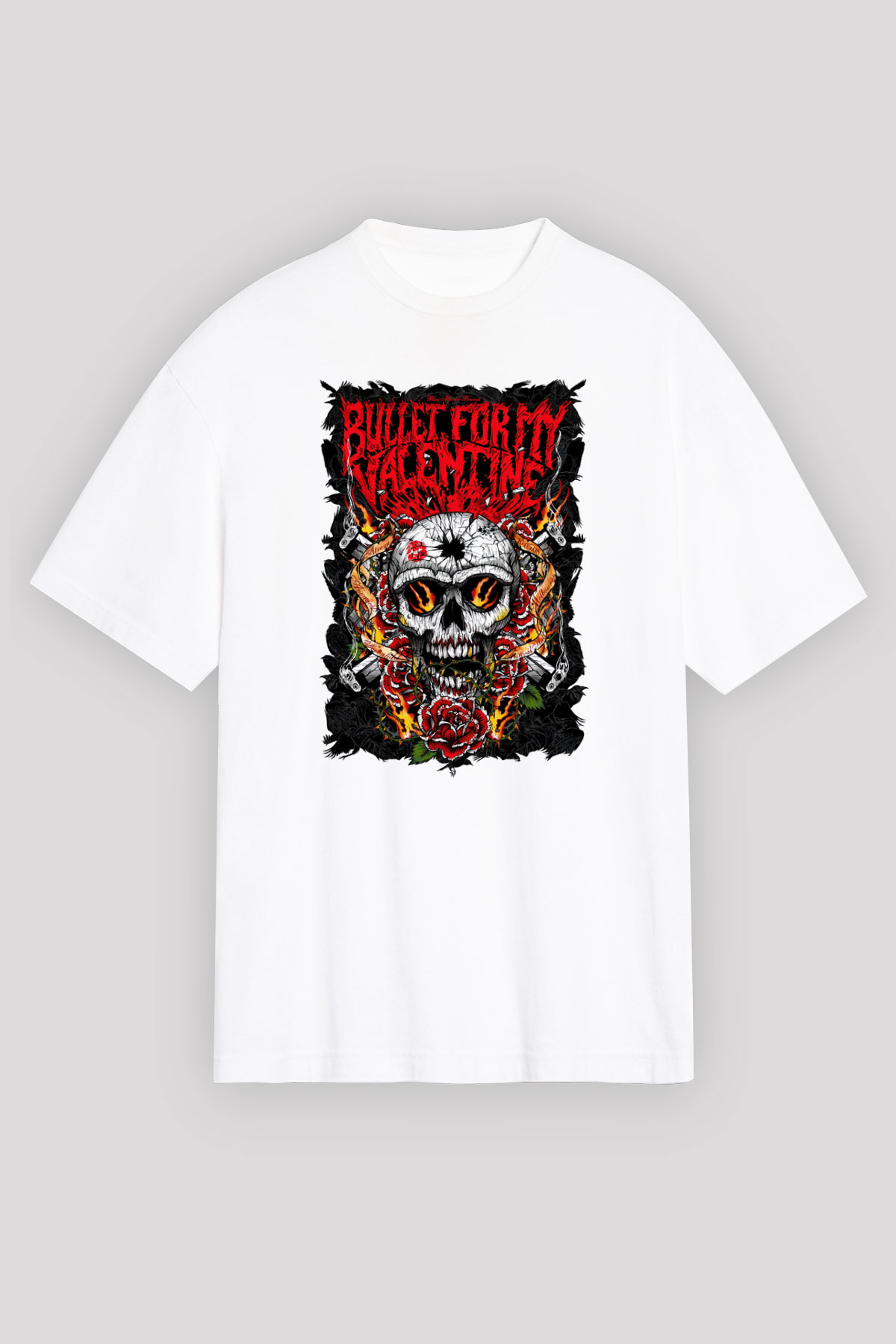 Bullet for My Valentine Beyaz Unisex Oversize Tişört T-Shirt