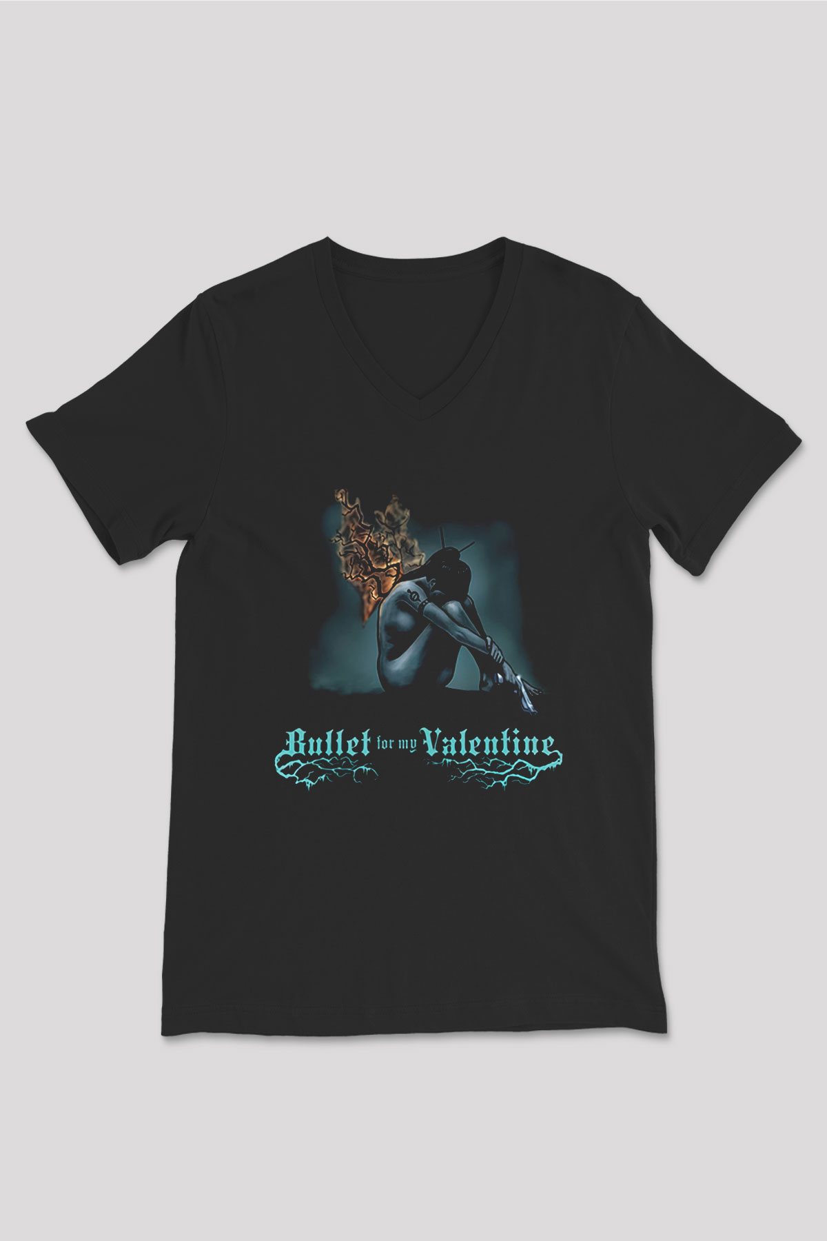 Bullet for My Valentine Siyah Unisex V Yaka Tişört T-Shirt