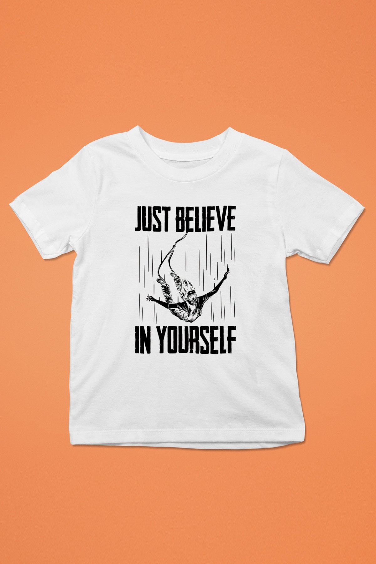 Bungee Jumping Baskılı Unisex Beyaz Çocuk Tişört - Tshirt