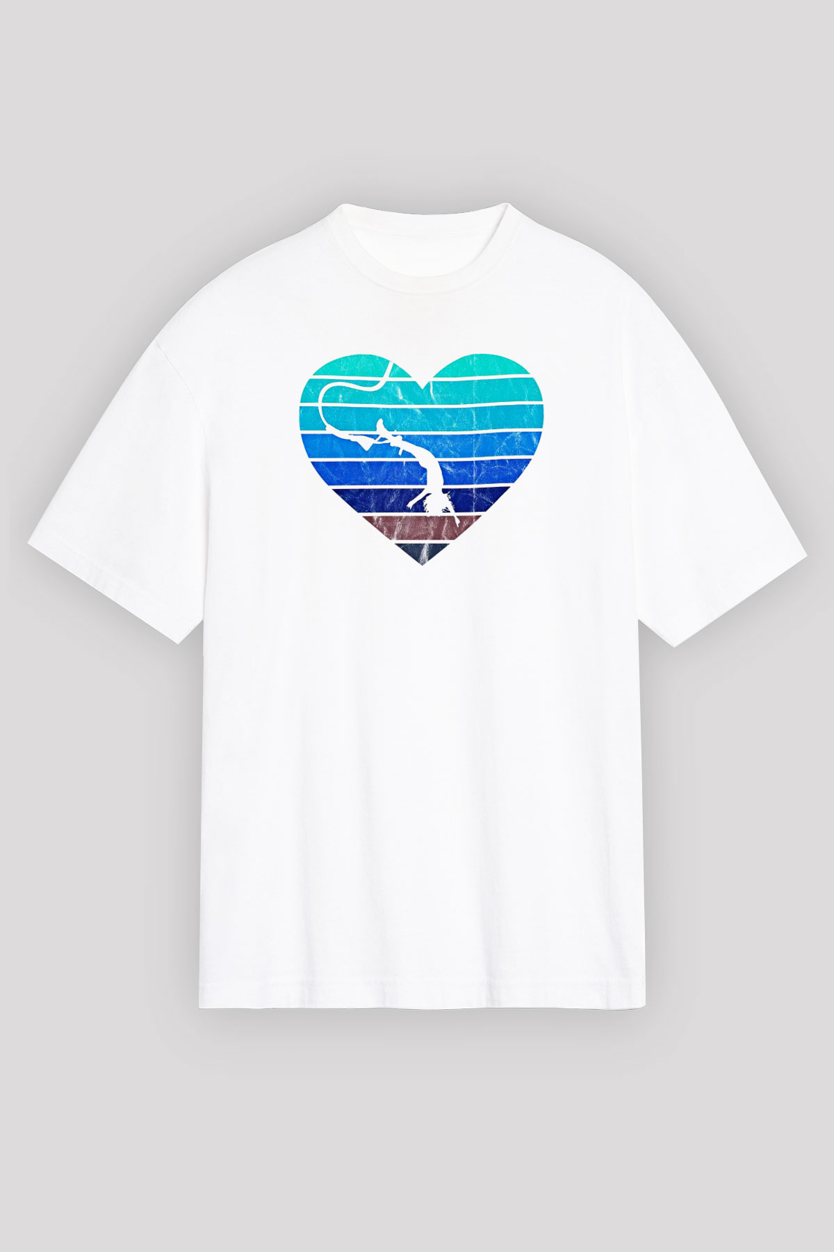 Bungee Jumping Baskılı Unisex Beyaz Oversize Tişört - Tshirt
