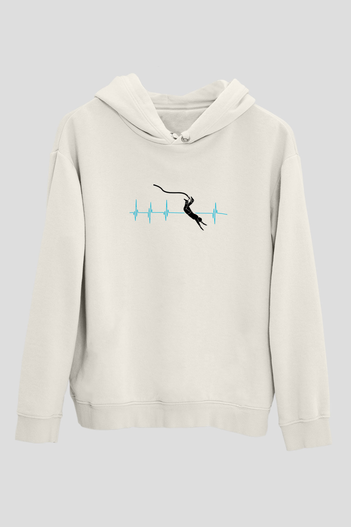 Bungee Jumping Baskılı Unisex Ekru Hoodie