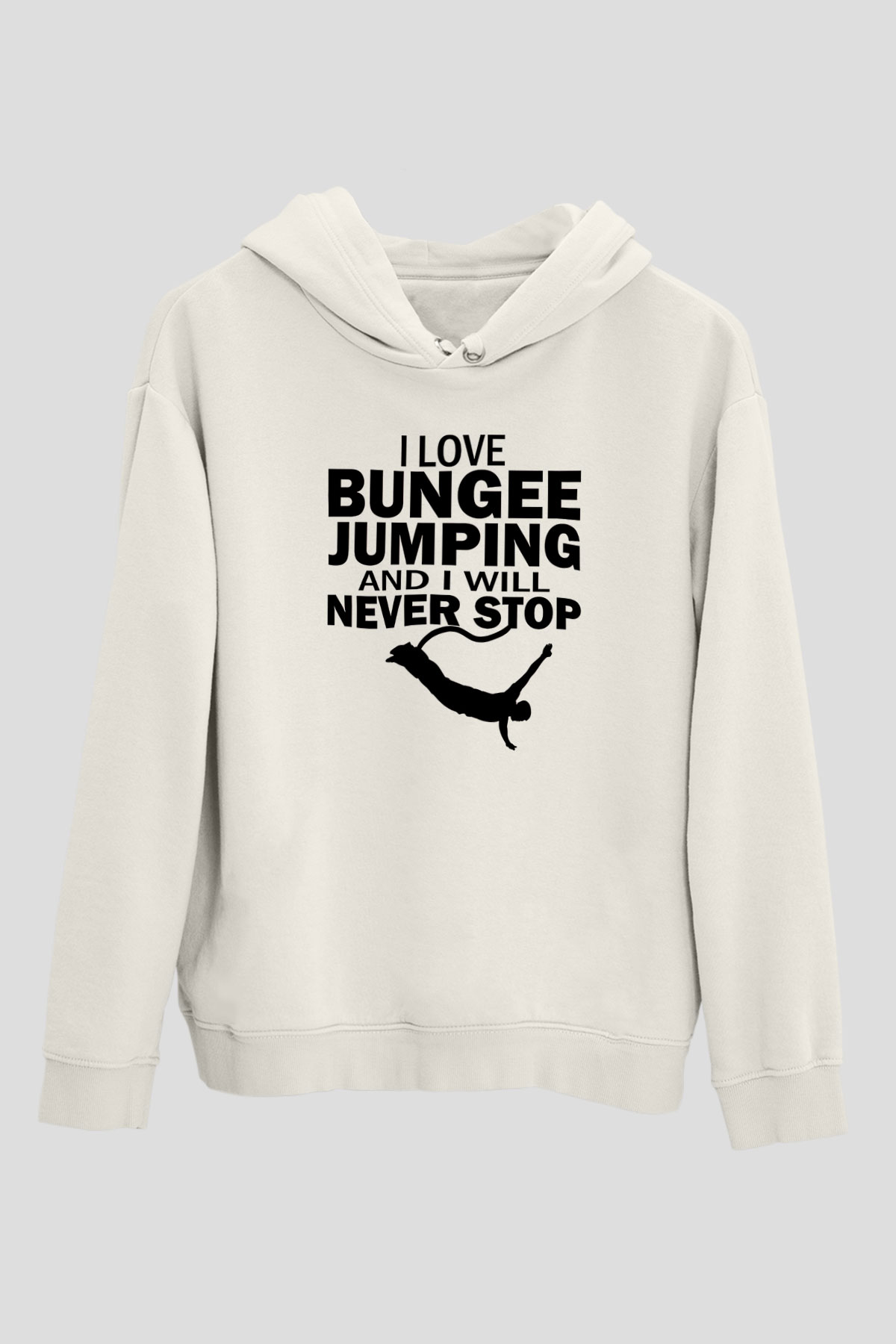 Bungee Jumping Baskılı Unisex Ekru Hoodie