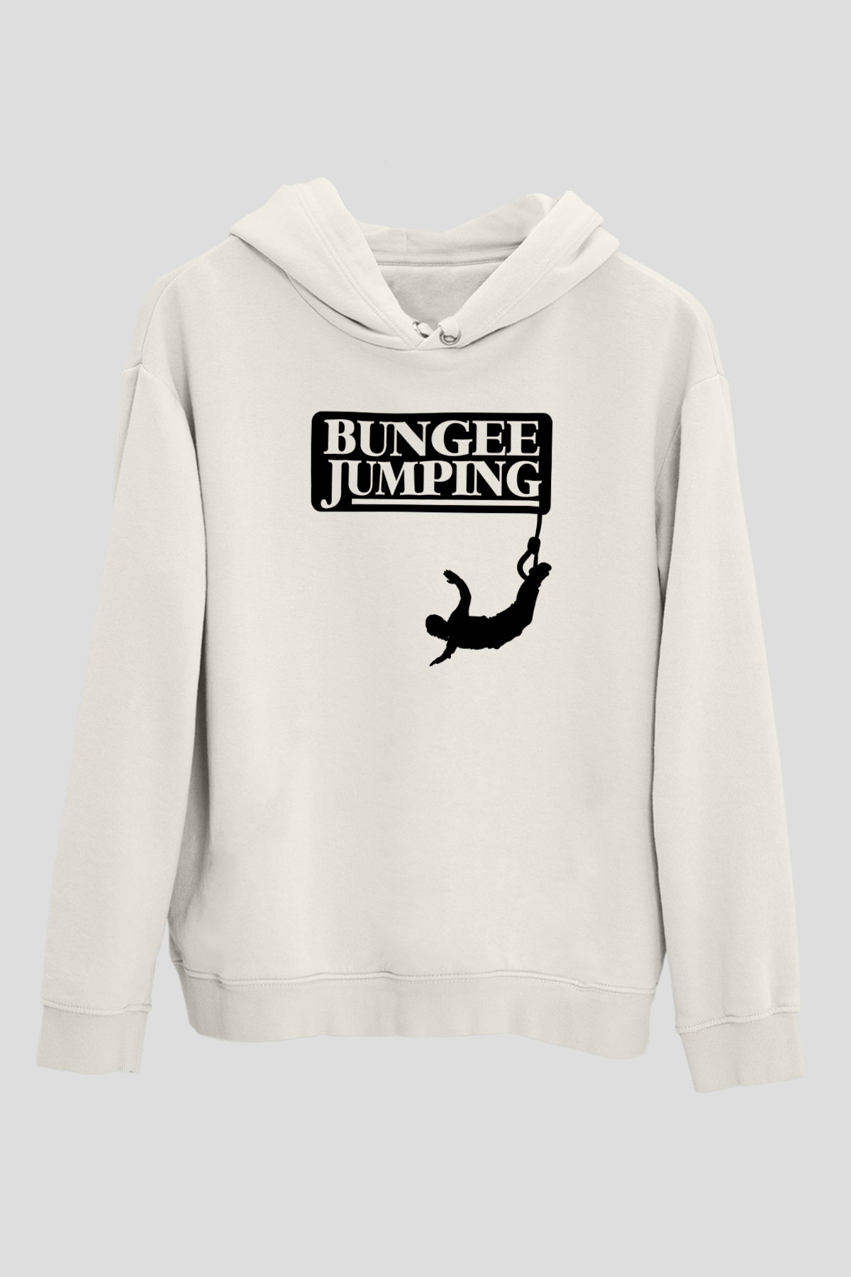Bungee Jumping Baskılı Unisex Ekru Hoodie