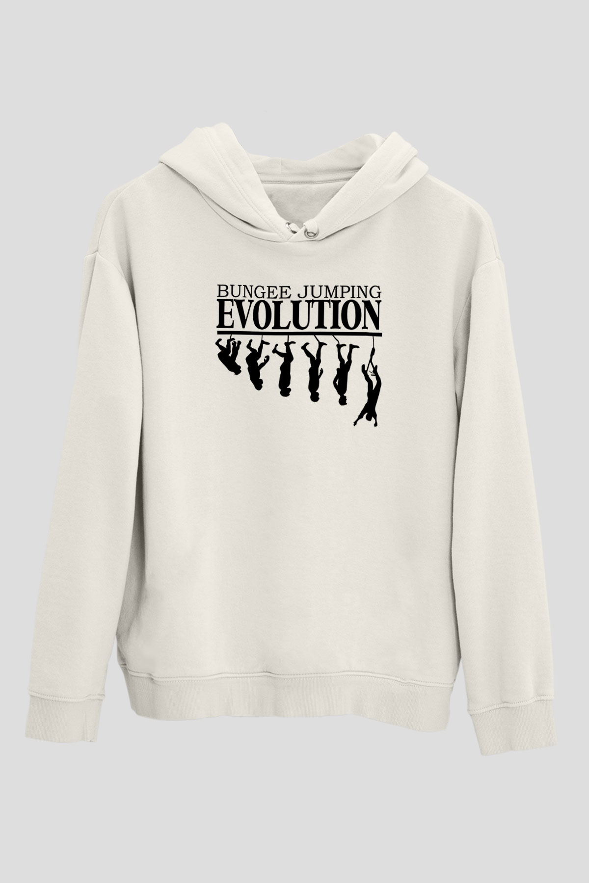 Bungee Jumping Baskılı Unisex Ekru Hoodie