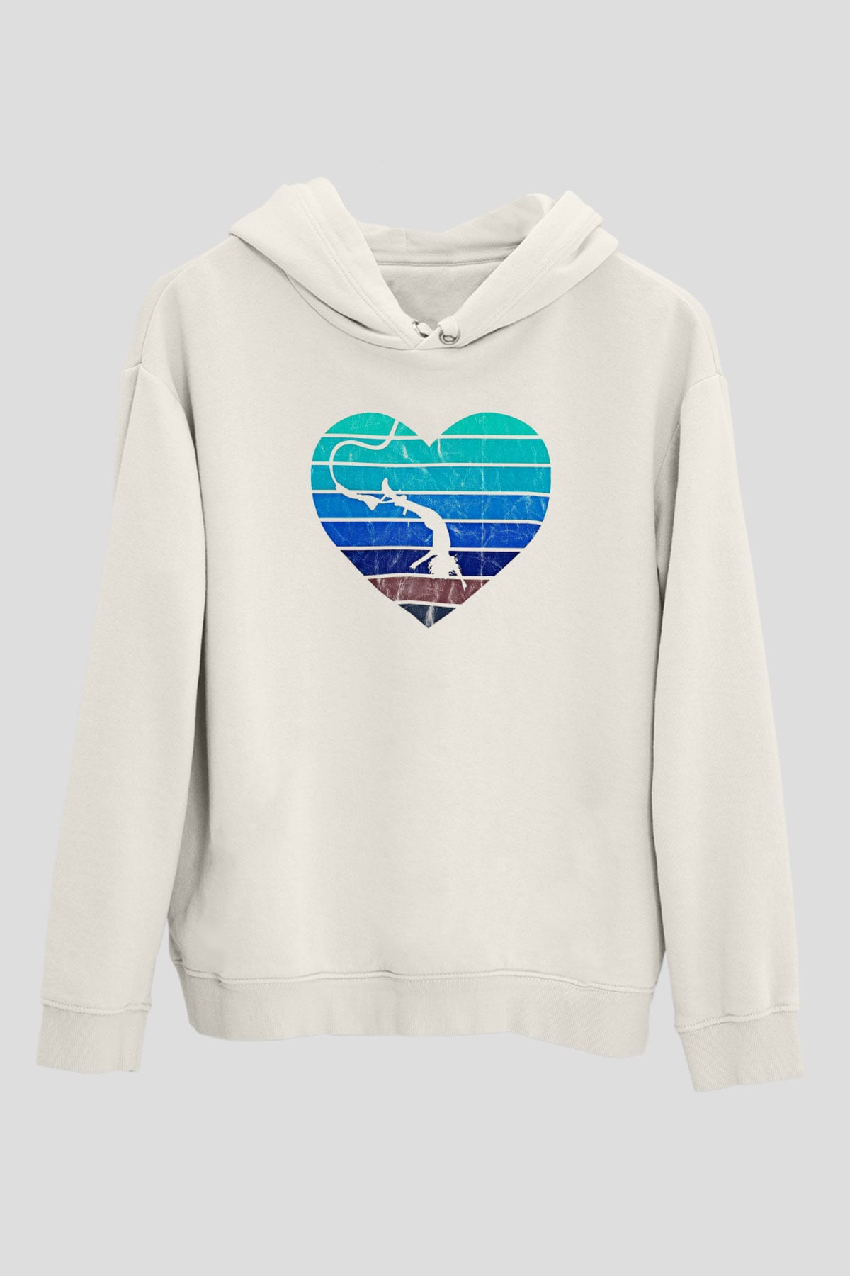 Bungee Jumping Baskılı Unisex Ekru Hoodie
