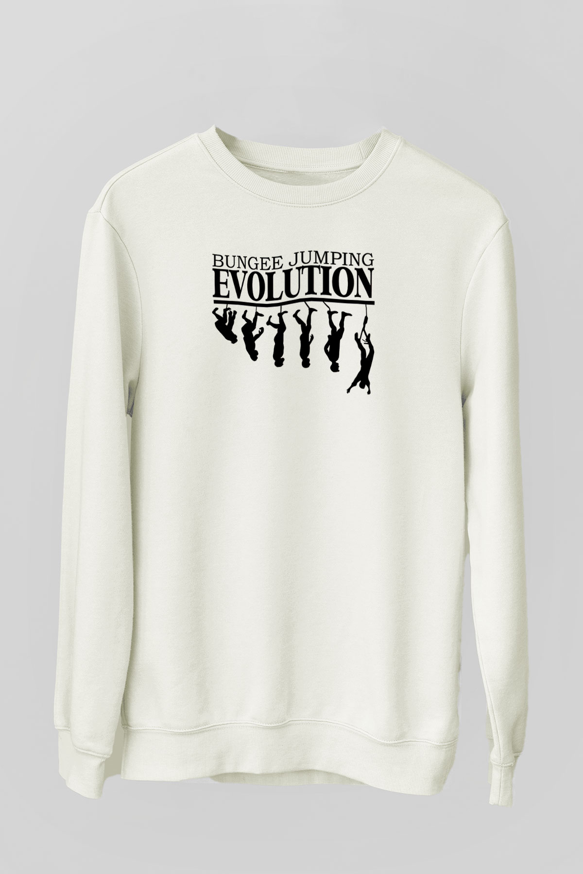 Bungee Jumping Baskılı Unisex Ekru Sweatshirt
