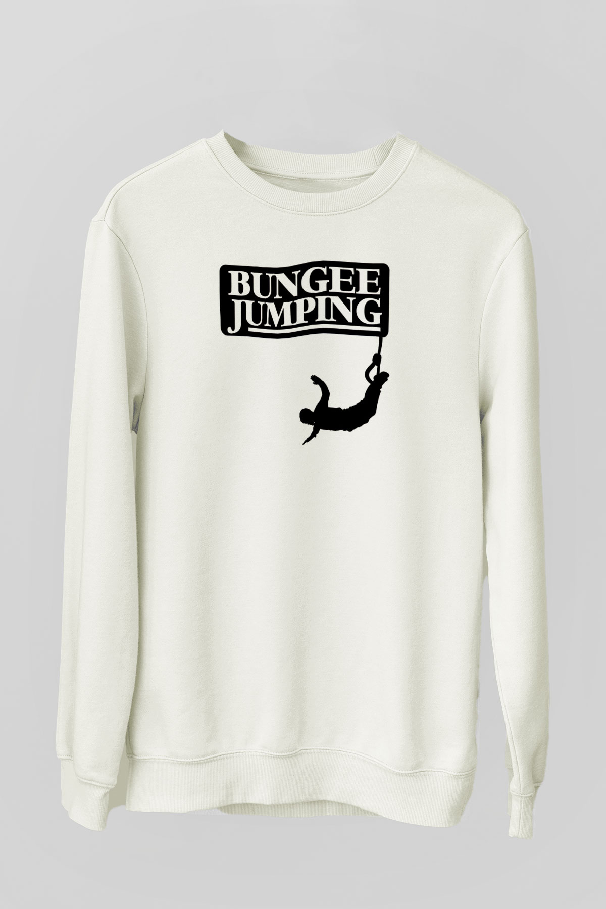 Bungee Jumping Baskılı Unisex Ekru Sweatshirt