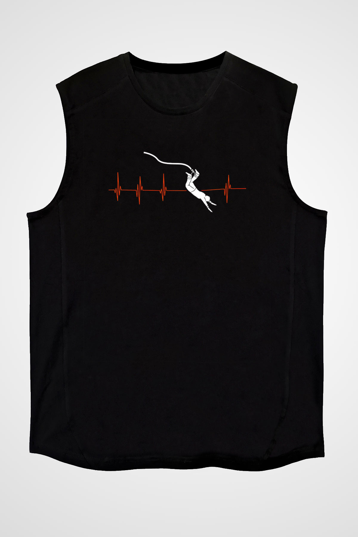 Bungee Jumping Baskılı Unisex Siyah Kolsuz Tişört