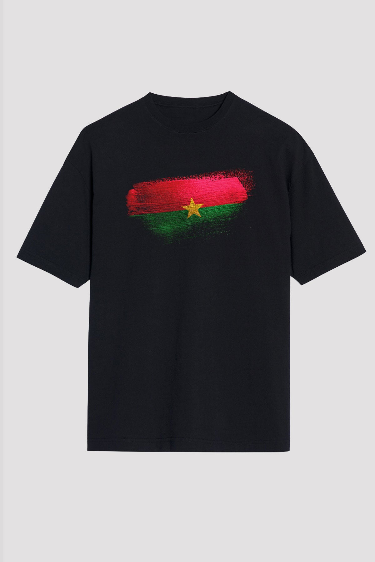 Burkina Faso Bayrağı Baskılı Unisex Siyah Oversize Tişört