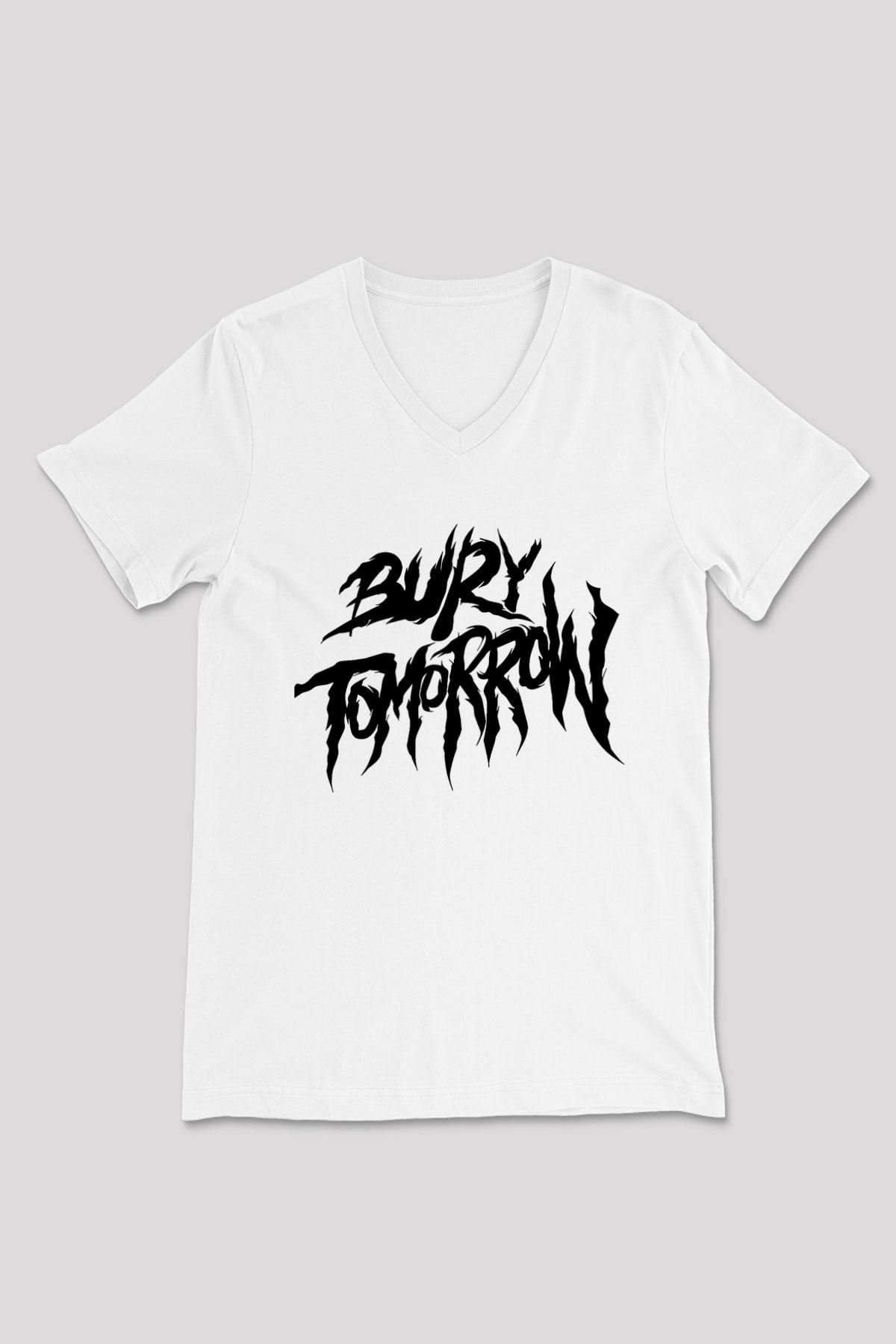 Bury Tomorrow Baskılı Beyaz Unisex V Yaka Tişört - Tshirt