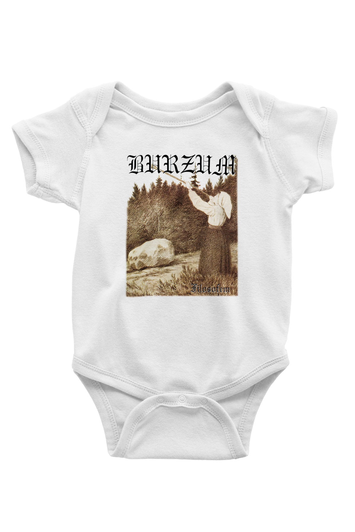 Burzum Baskılı Beyaz Unisex Bebek Body - Zıbın