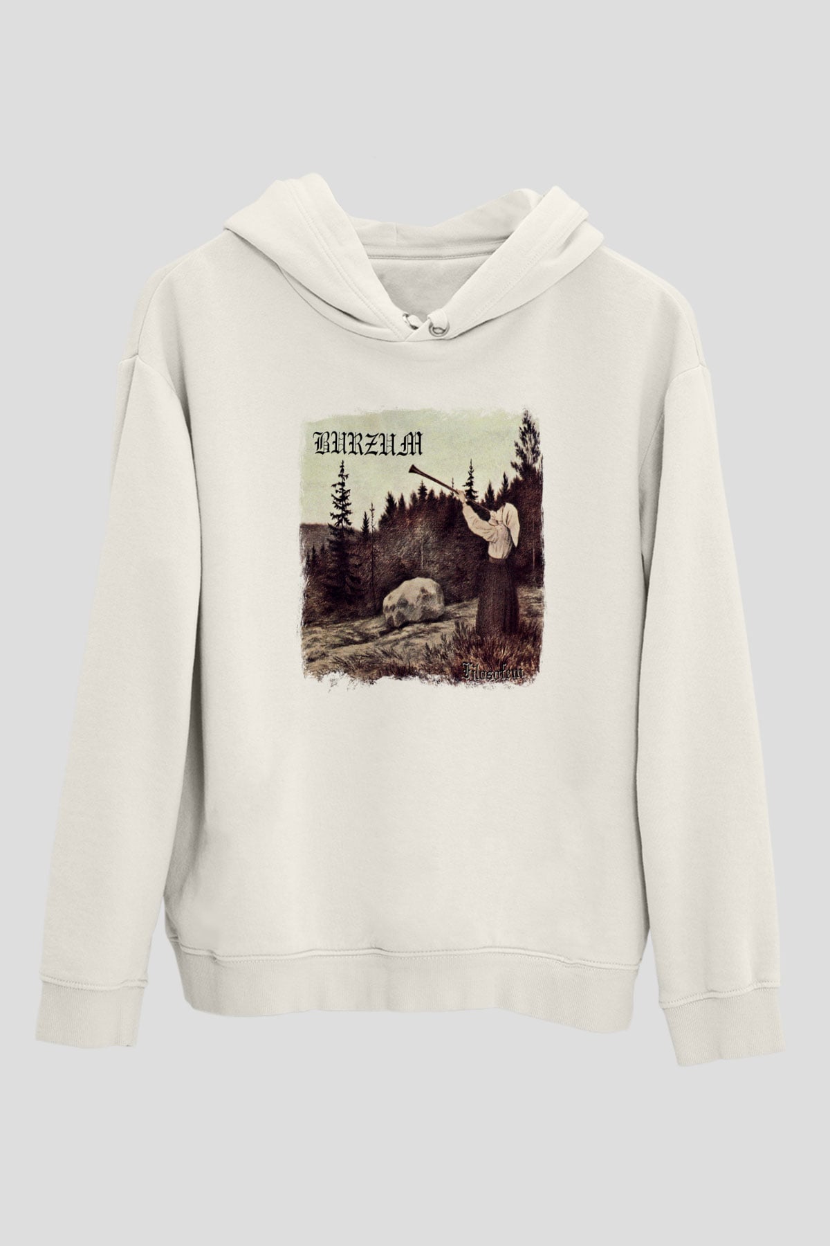 Burzum Baskılı Unisex Beyaz Hoodie