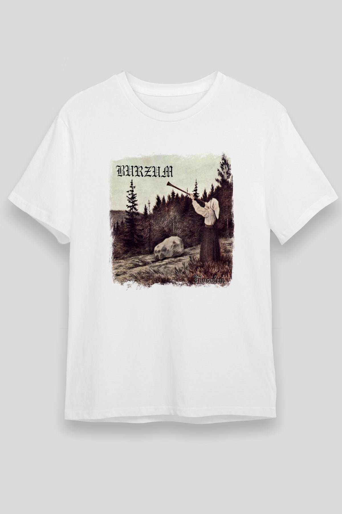 Burzum Baskılı Unisex Beyaz Tişört