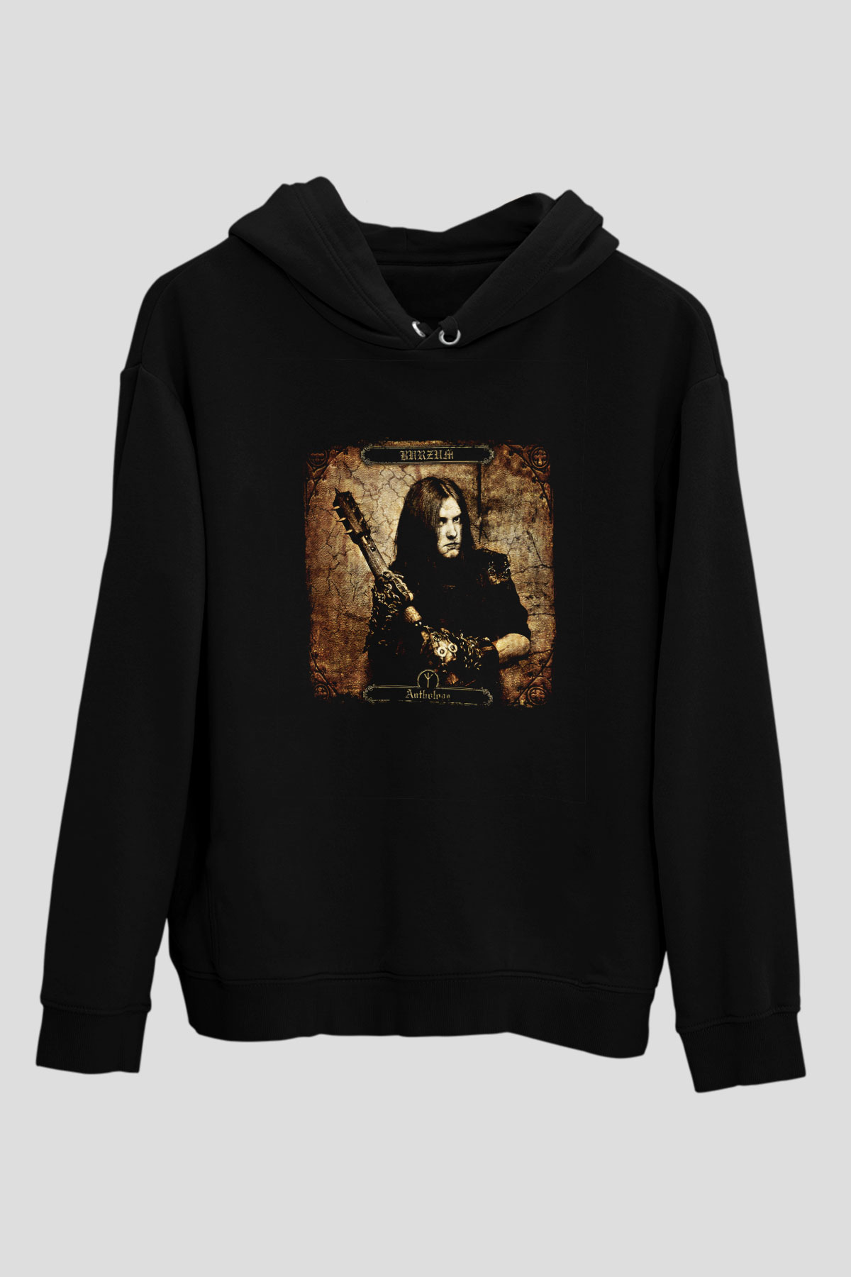 Burzum Baskılı Unisex Siyah Hoodie