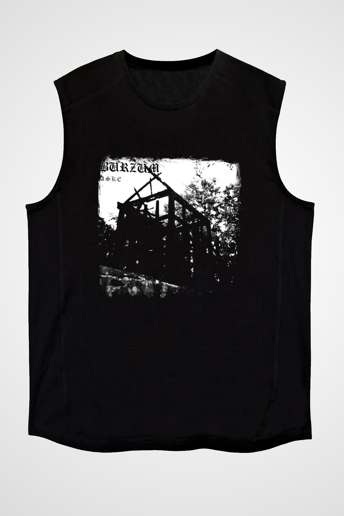 Burzum Baskılı Unisex Siyah Kolsuz Tişört