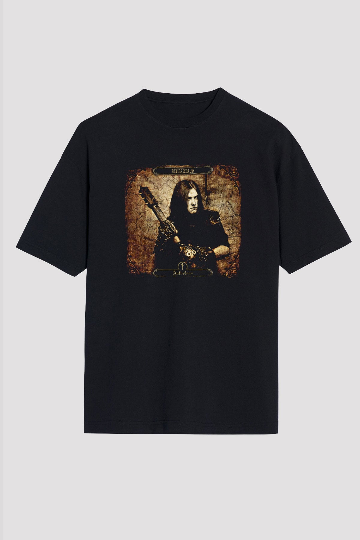 Burzum Baskılı Unisex Siyah Oversize Tişört