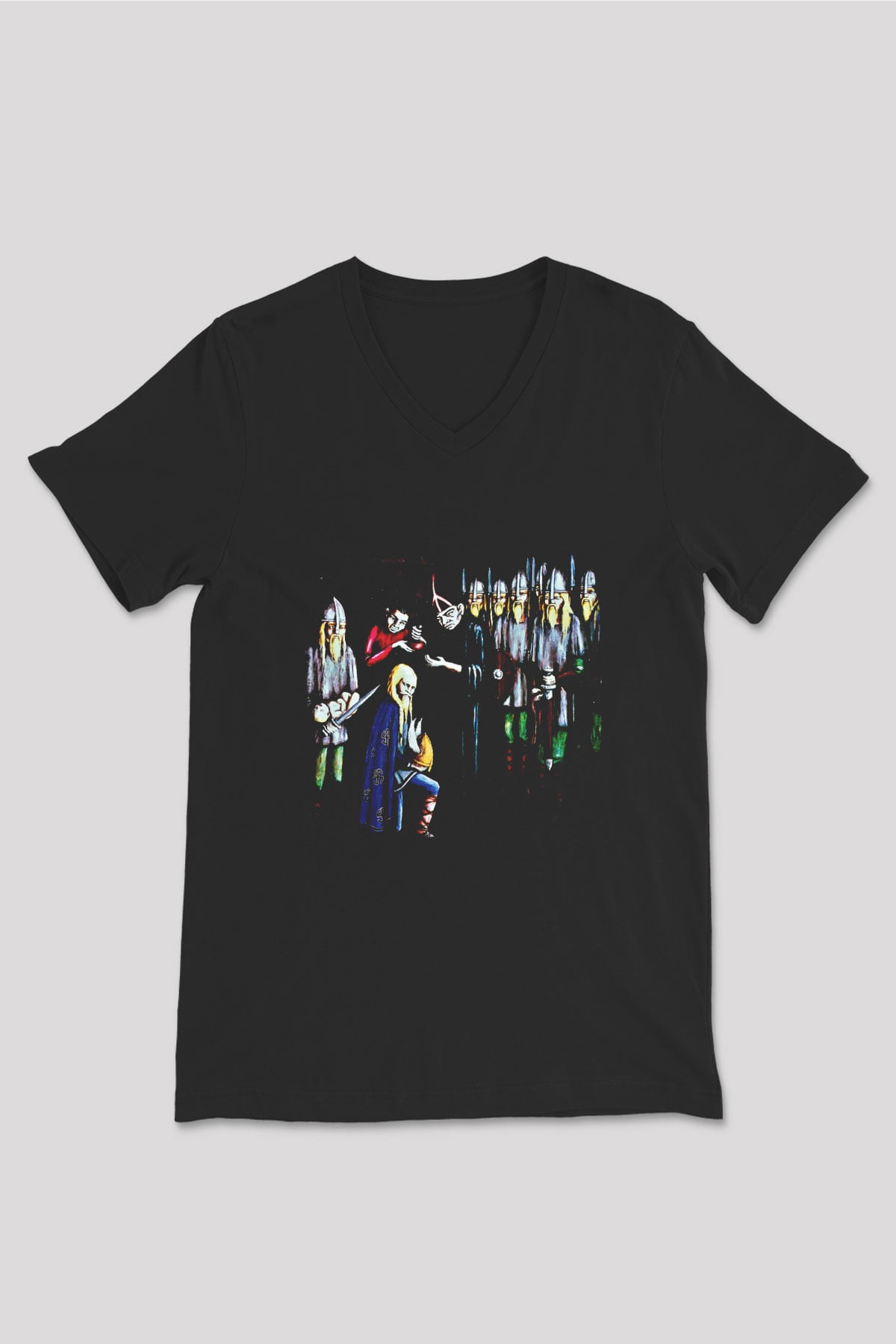 Burzum Baskılı Unisex Siyah V Yaka Tişört
