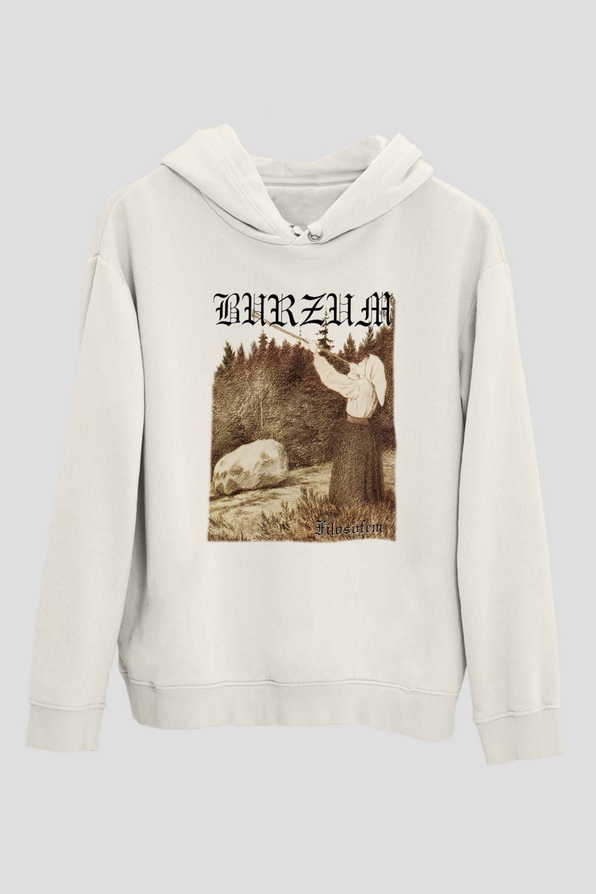 Burzum Beyaz Unisex Kapşonlu Sweatshirt