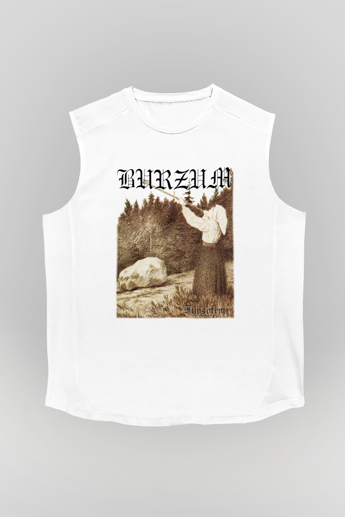 Burzum Beyaz Unisex Kolsuz Tişört