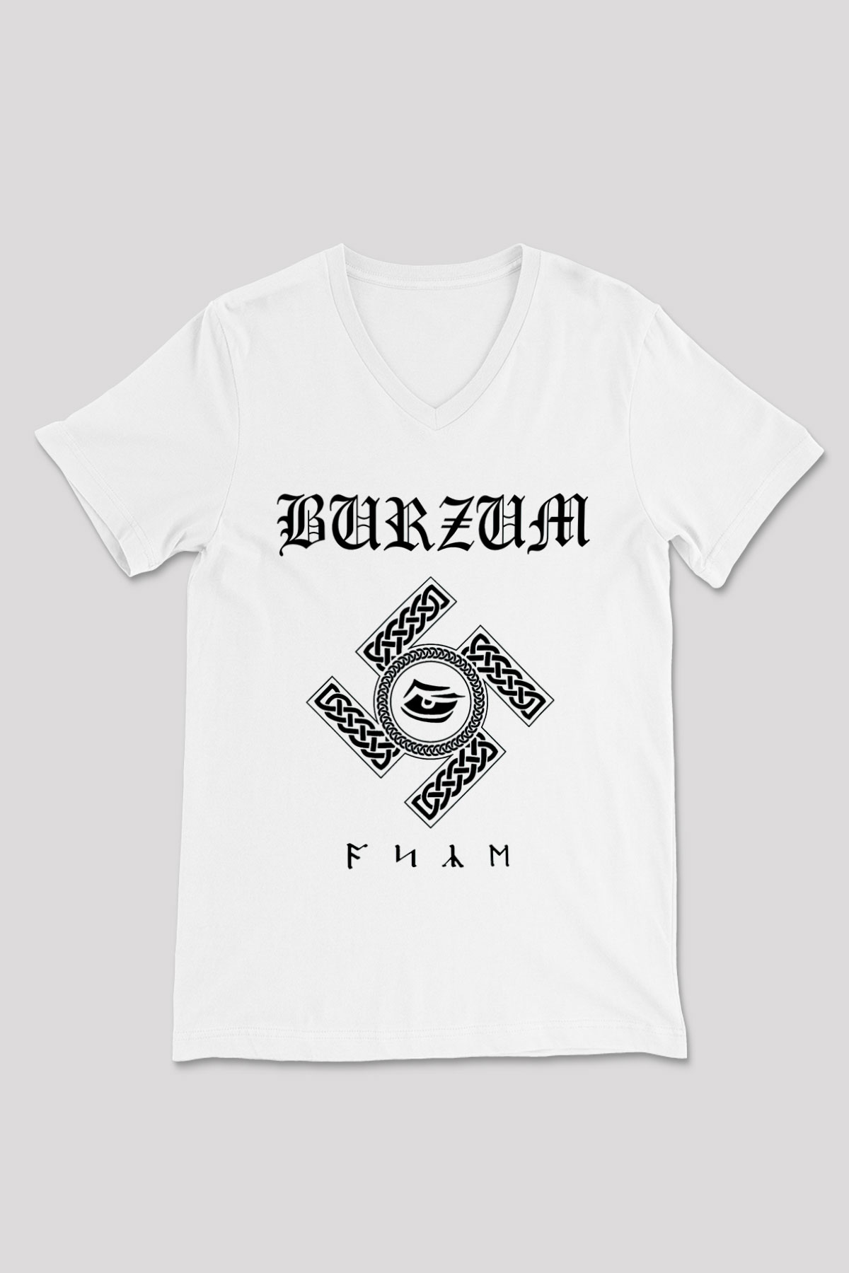 Burzum Beyaz Unisex V Yaka Tişört T-Shirt