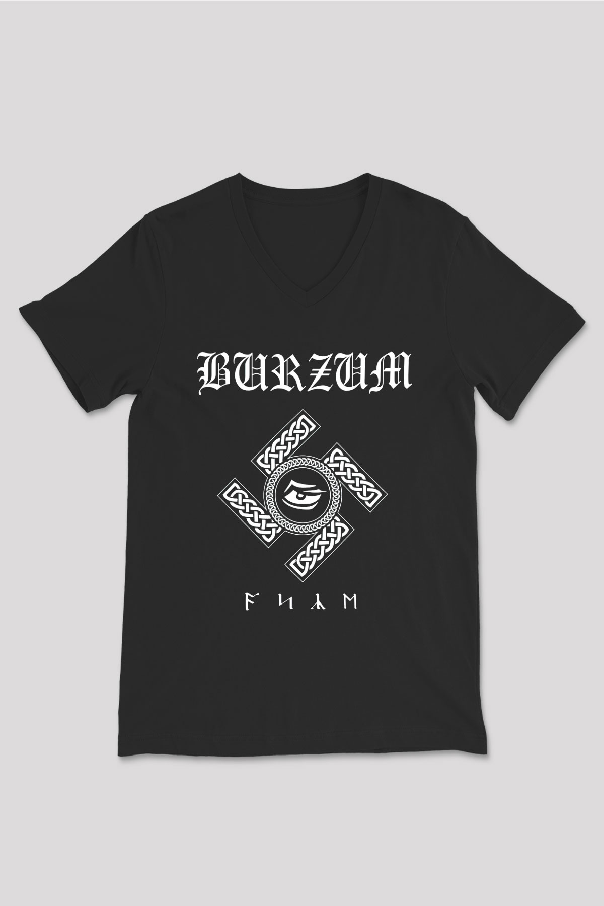 Burzum Siyah Unisex V Yaka Tişört T-Shirt