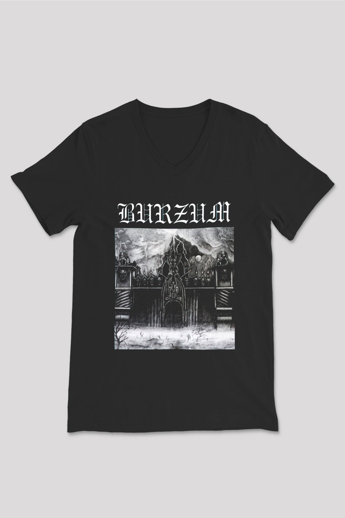 Burzum Siyah Unisex V Yaka Tişört T-Shirt