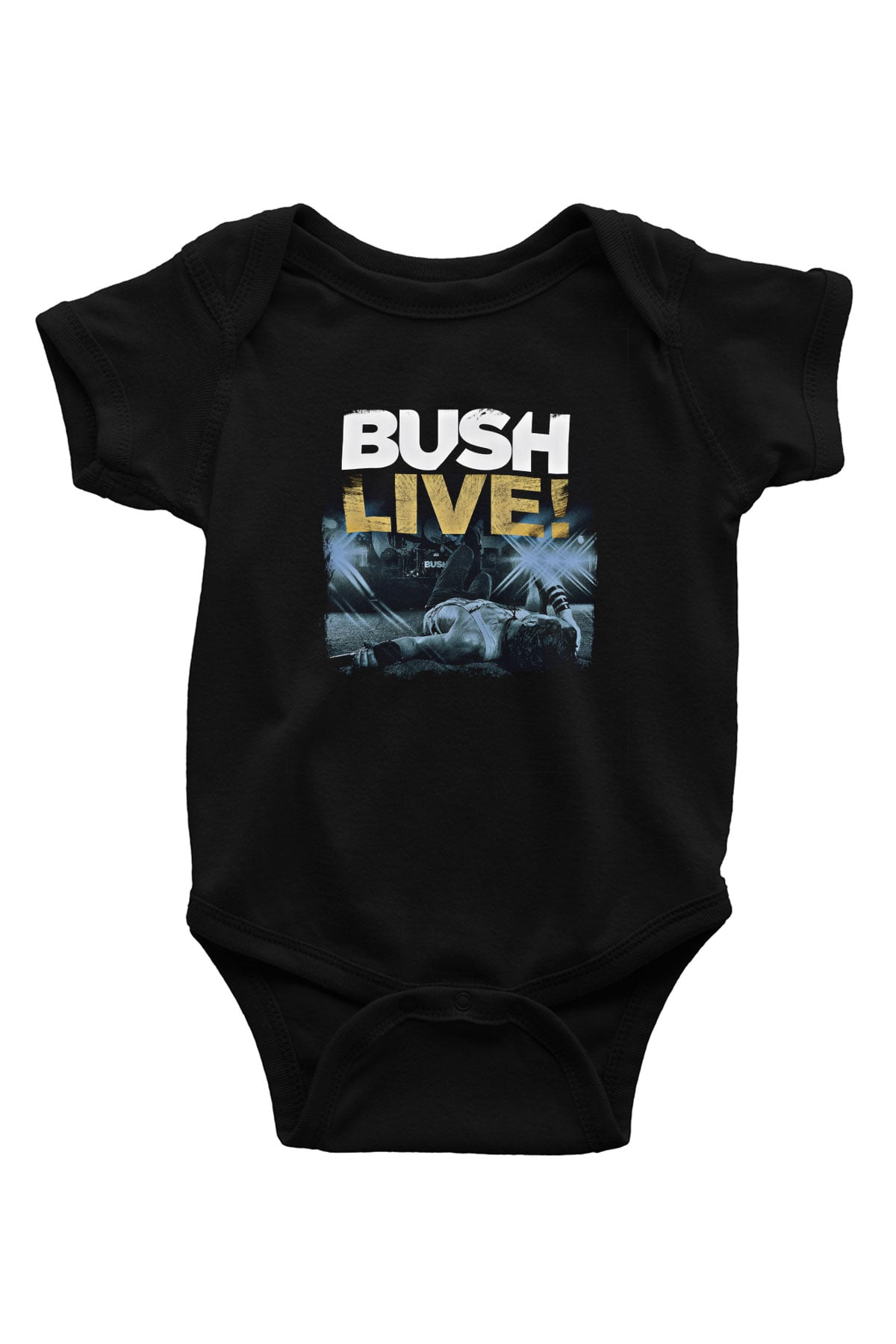 Bush Baskılı Unisex Siyah Bebek Body - Zıbın