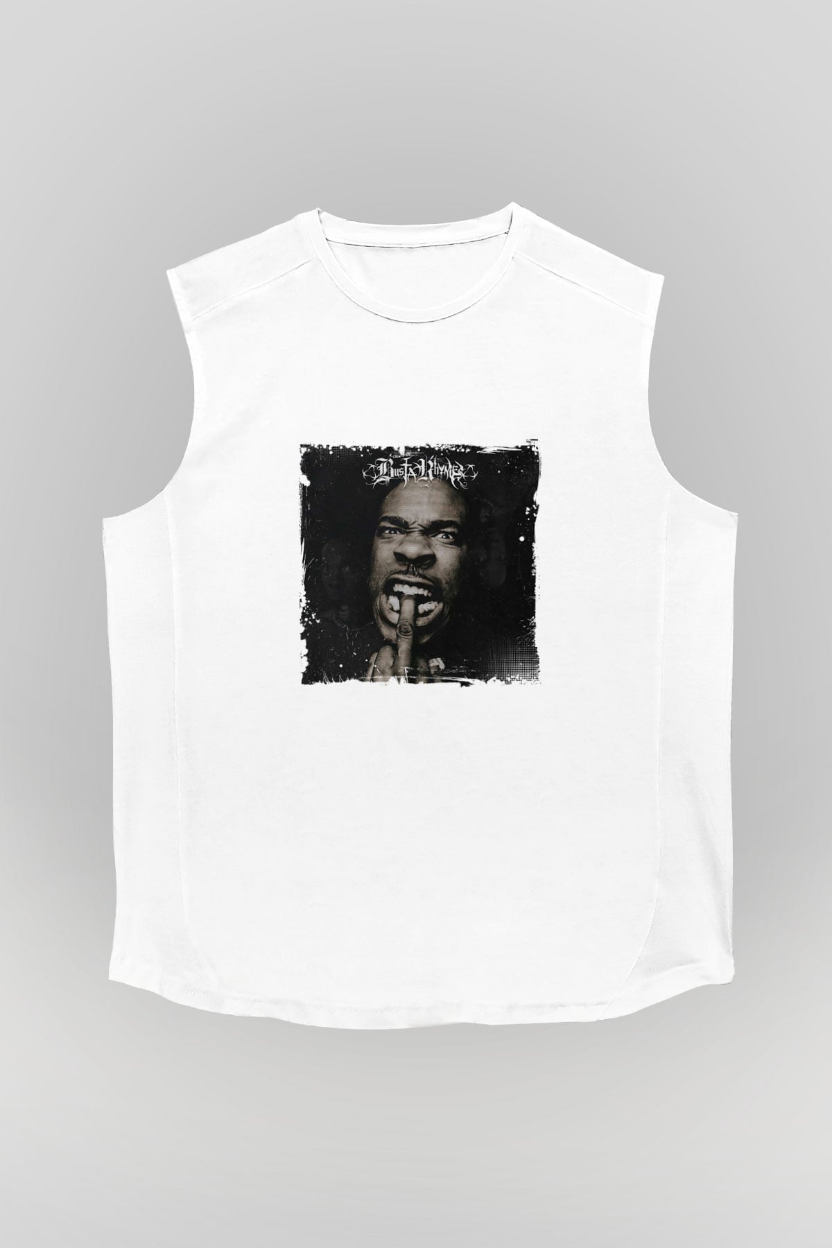 Busta Rhymes Baskılı Unisex Beyaz Kolsuz Tişört