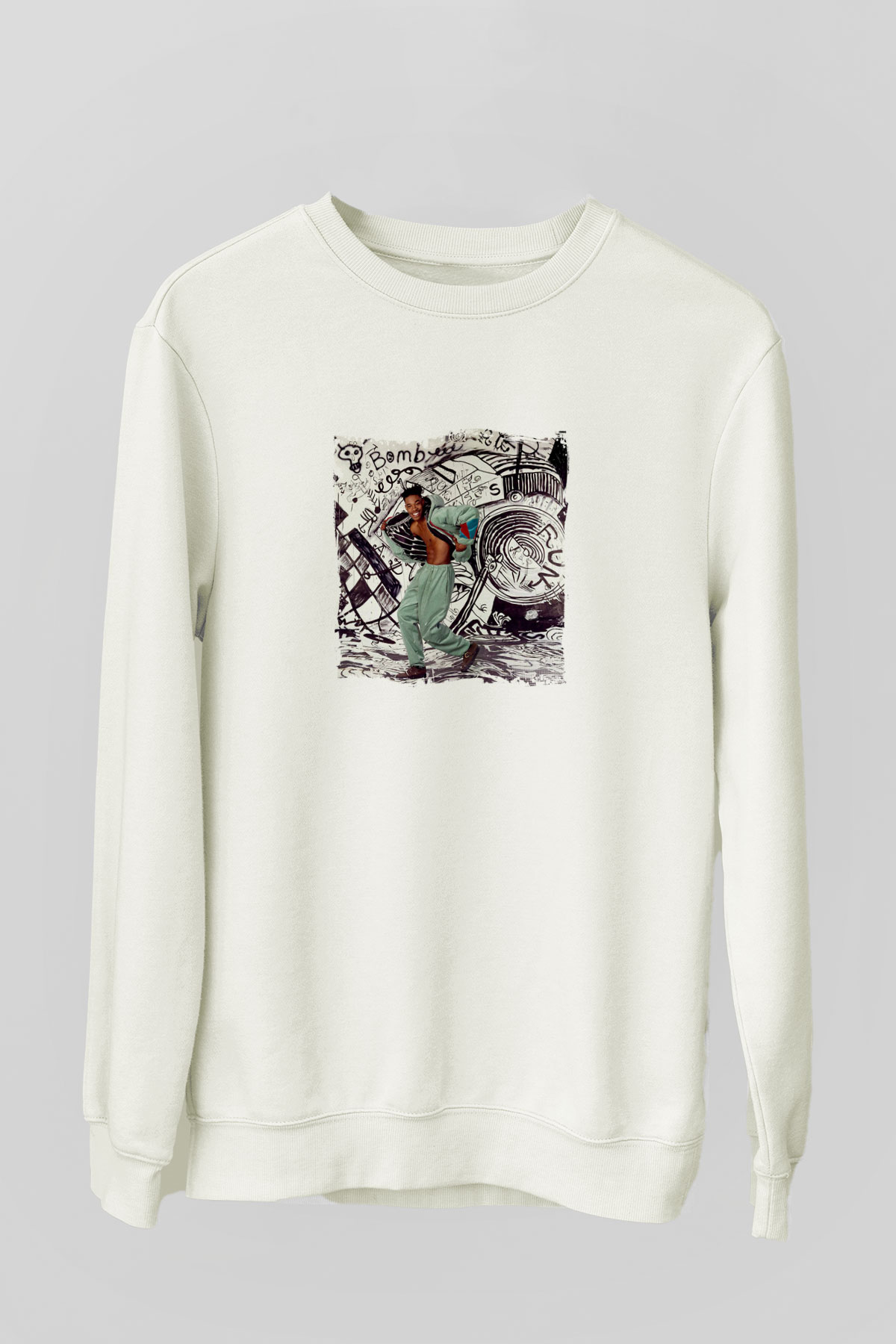 Busta Rhymes Baskılı Unisex Beyaz Sweatshirt