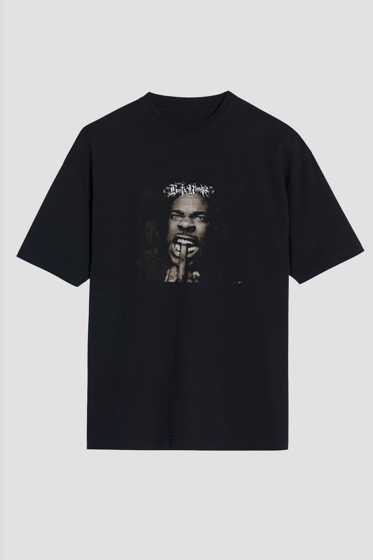 Busta Rhymes Baskılı Unisex Oversize Siyah Tişört