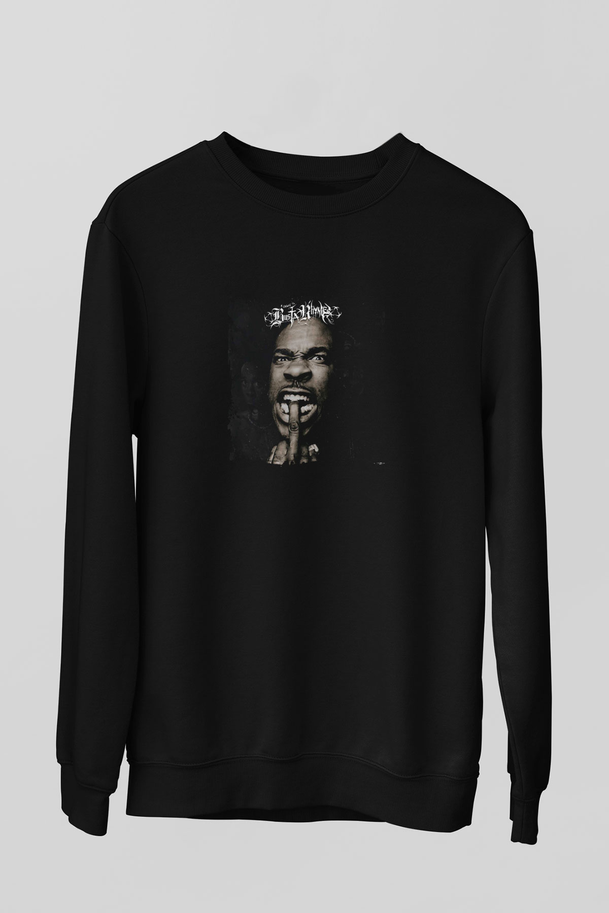 Busta Rhymes Baskılı Unisex Siyah Sweatshirt