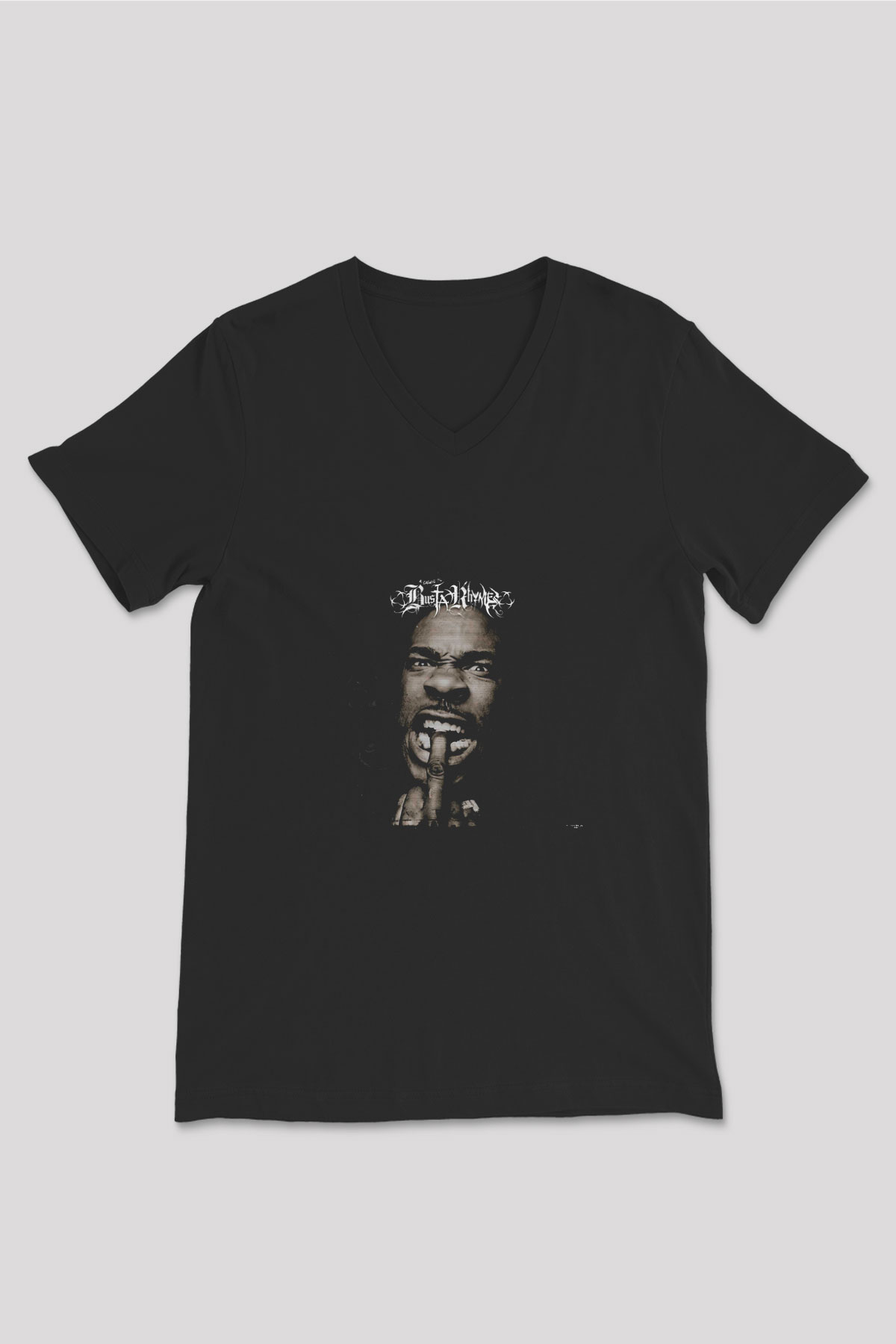 Busta Rhymes Baskılı Unisex Siyah V Yaka Tişört