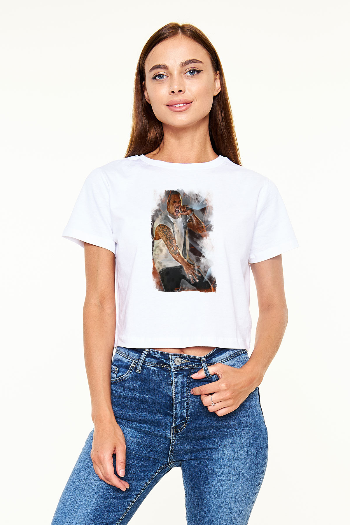 Busta Rhymes Beyaz  Crop Top Tişört