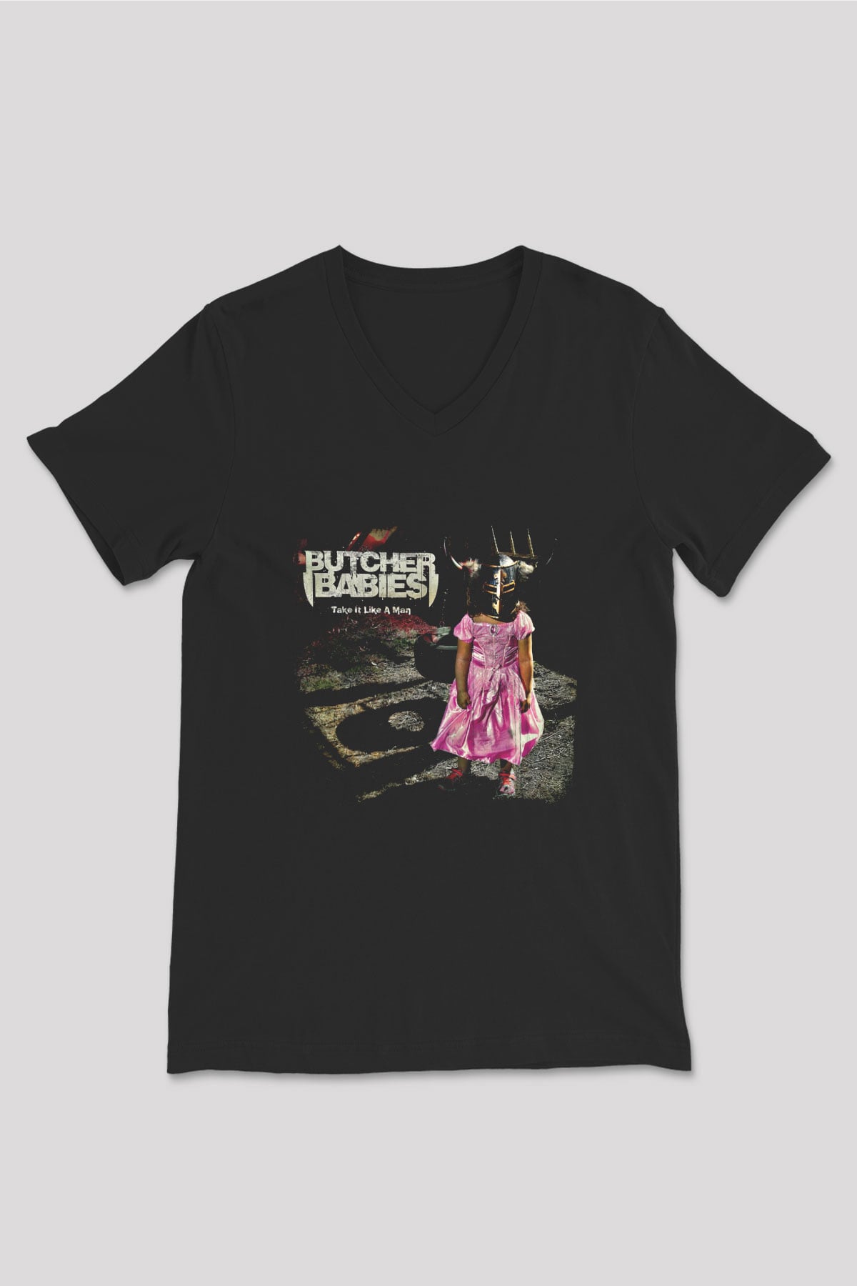 Butcher Babies Baskılı Unisex Siyah V Yaka Tişört