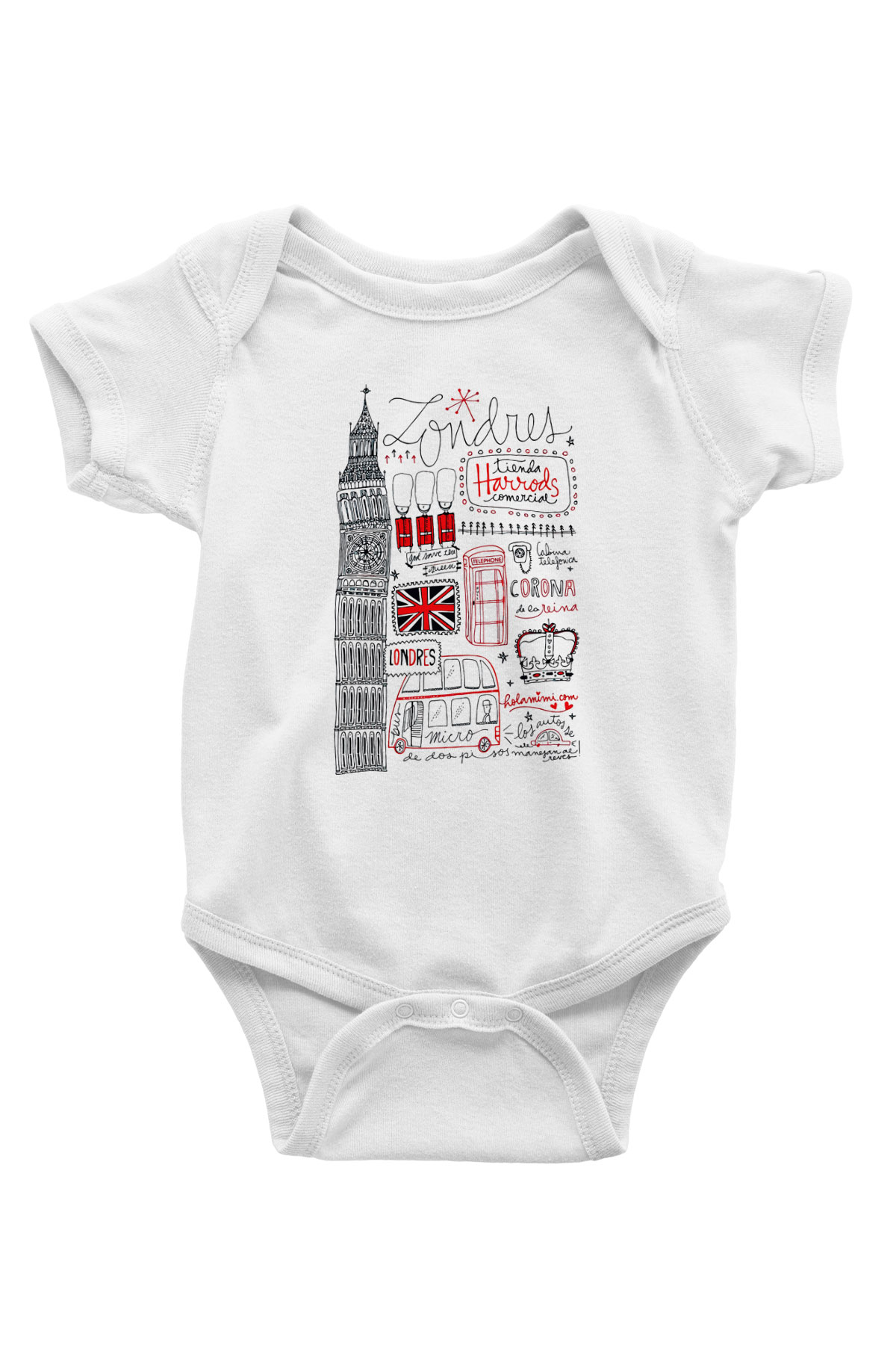 Büyük Britanya Baskılı Beyaz Unisex Bebek Body - Zıbın