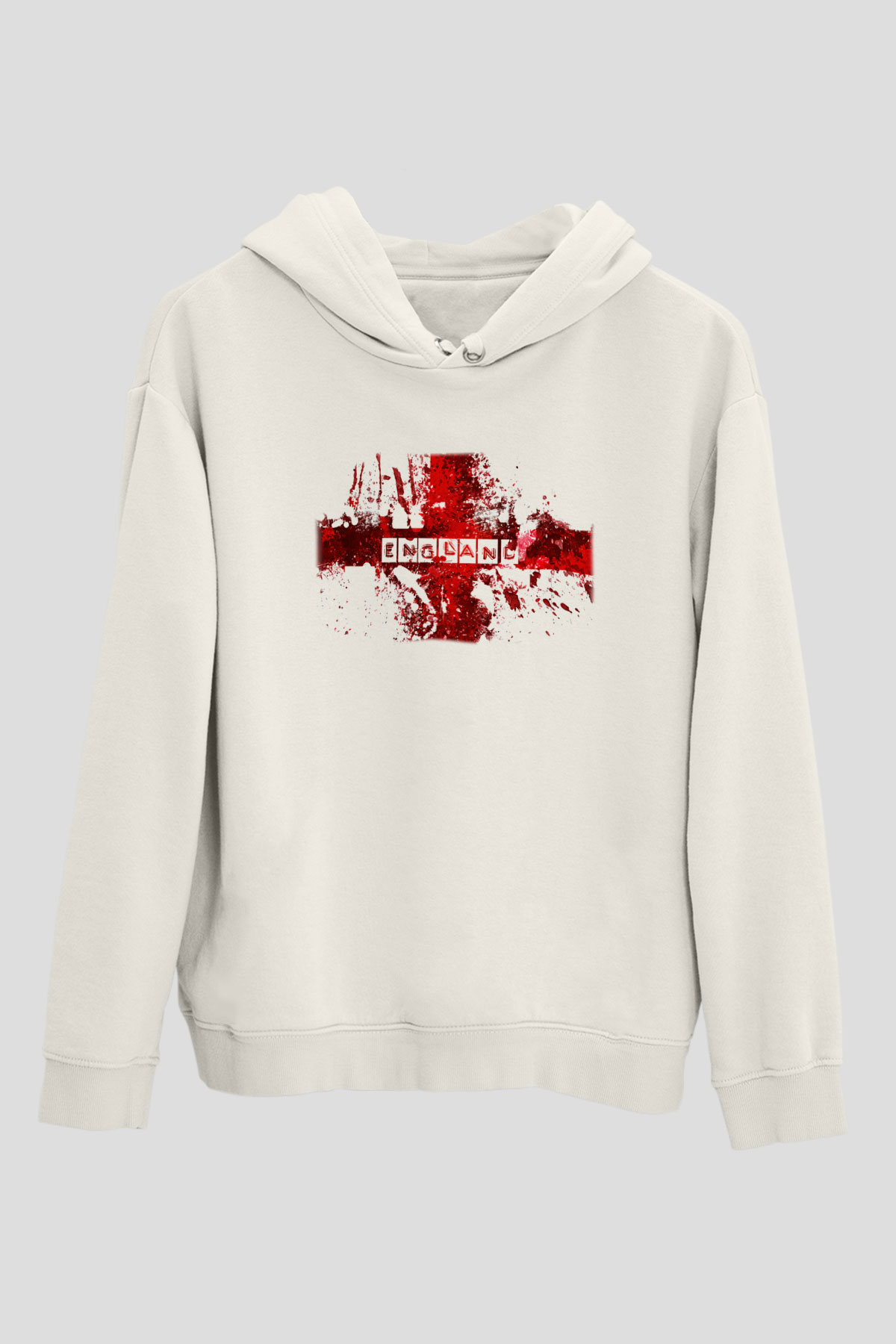 Büyük Britanya Beyaz Unisex Kapşonlu Sweatshirt