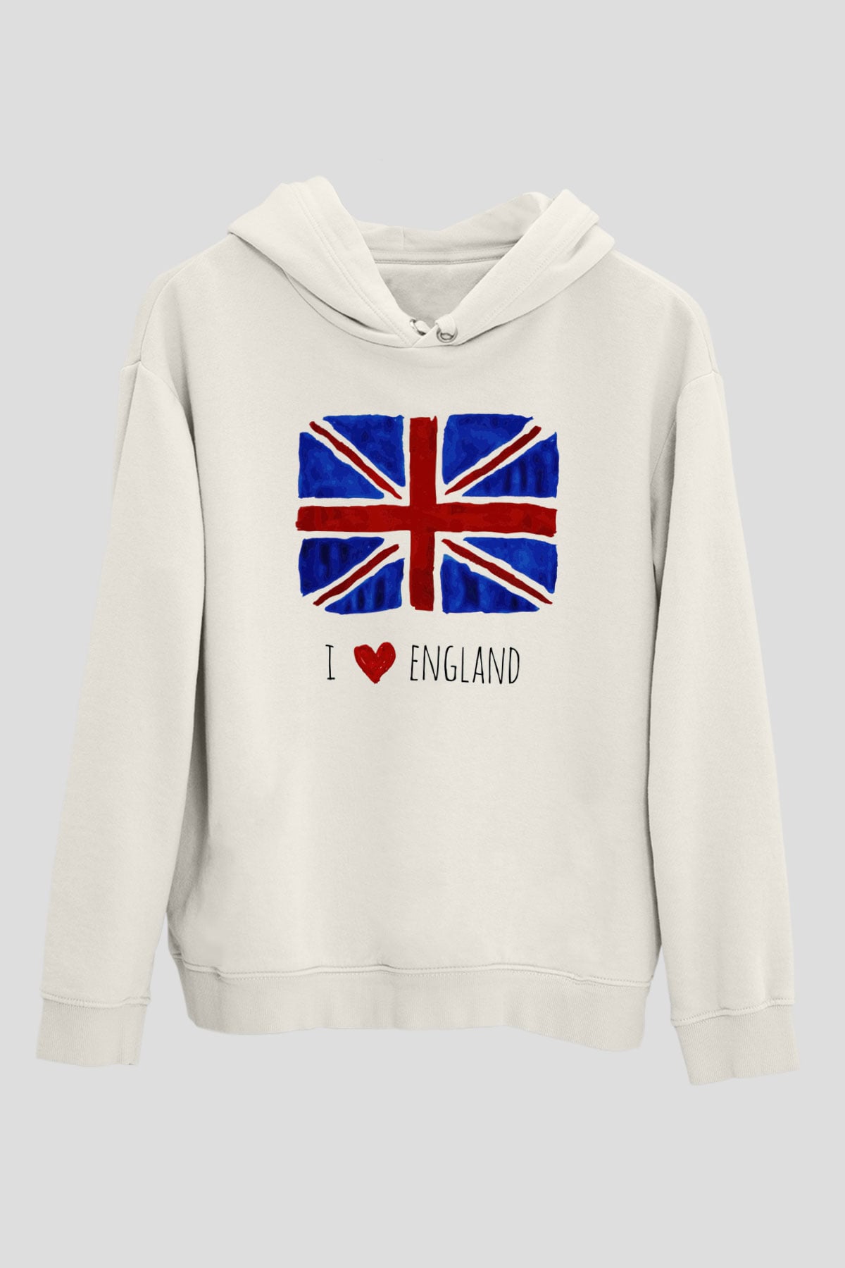 Büyük Britanya Beyaz Unisex Kapşonlu Sweatshirt