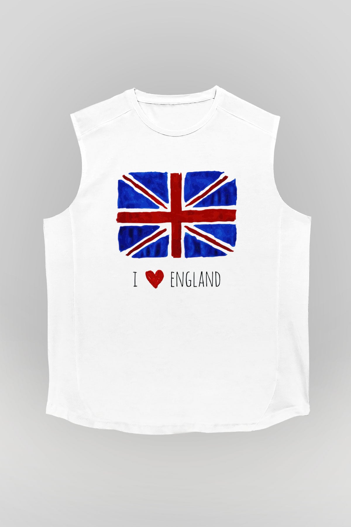 Büyük Britanya Beyaz Unisex Kolsuz Tişört