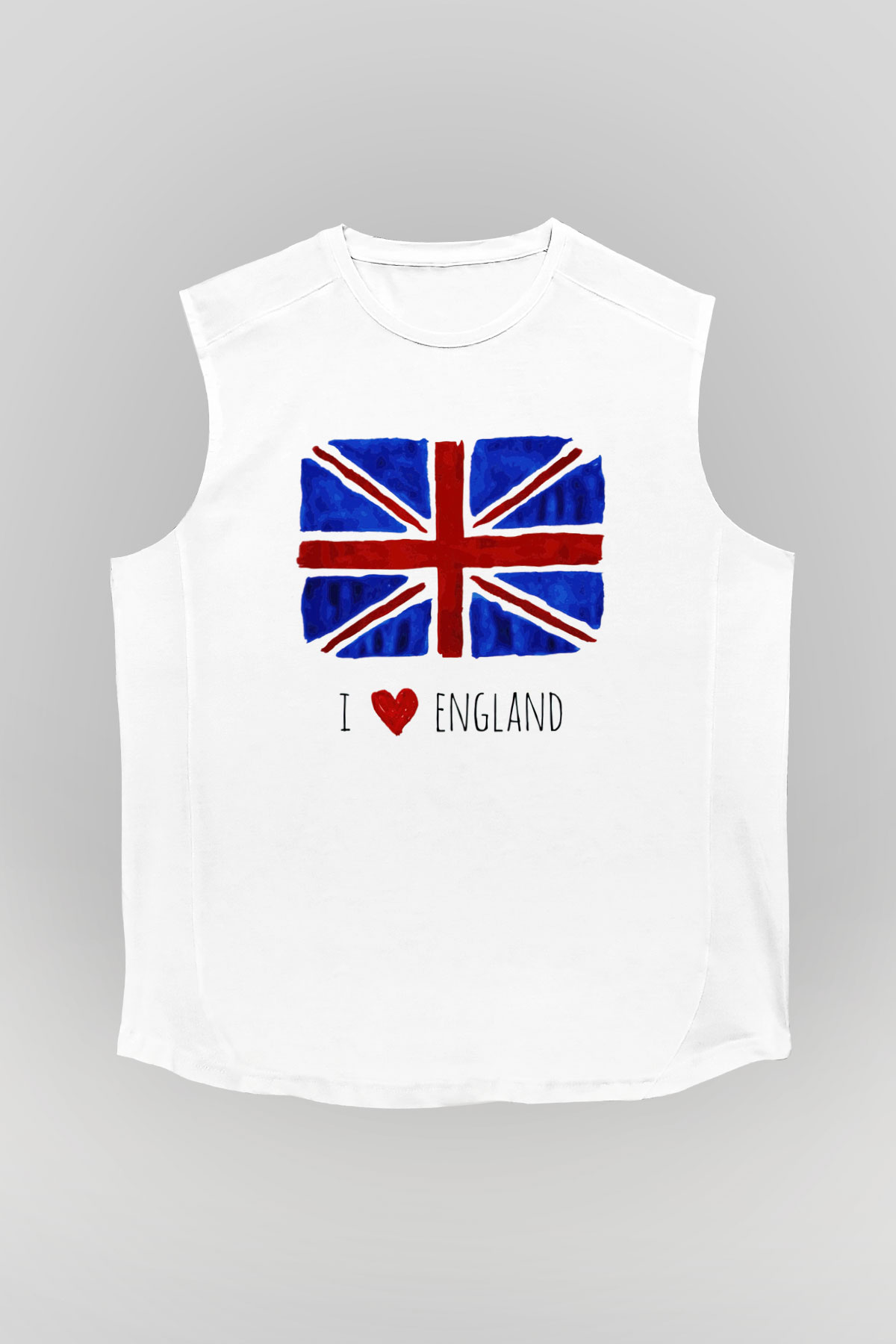Büyük Britanya Beyaz Unisex Kolsuz Tişört