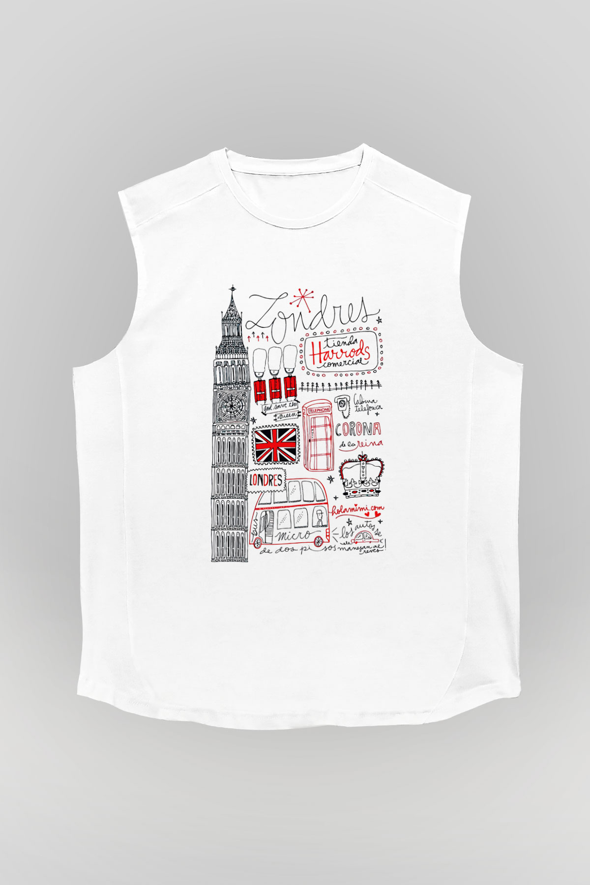 Büyük Britanya Beyaz Unisex Kolsuz Tişört