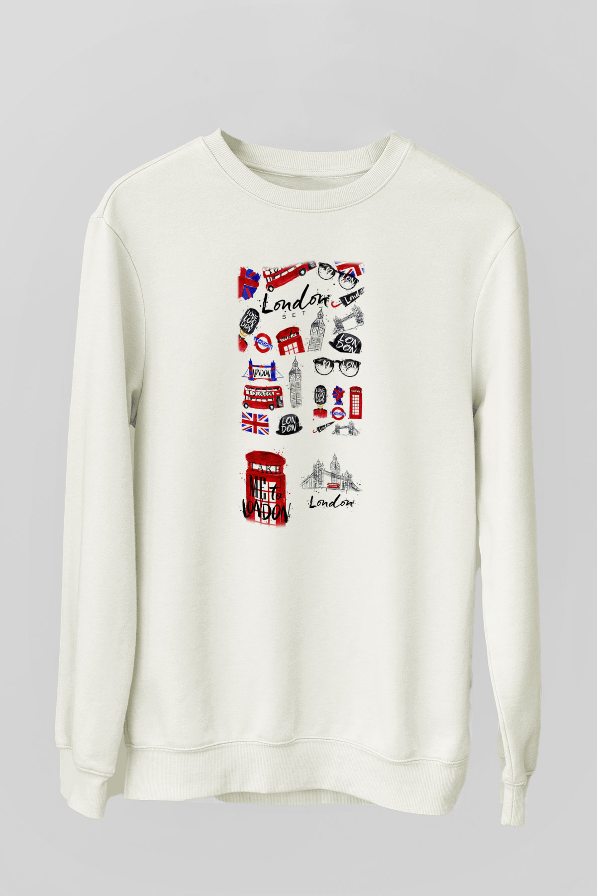 Büyük Britanya Beyaz Unisex Sweatshirt