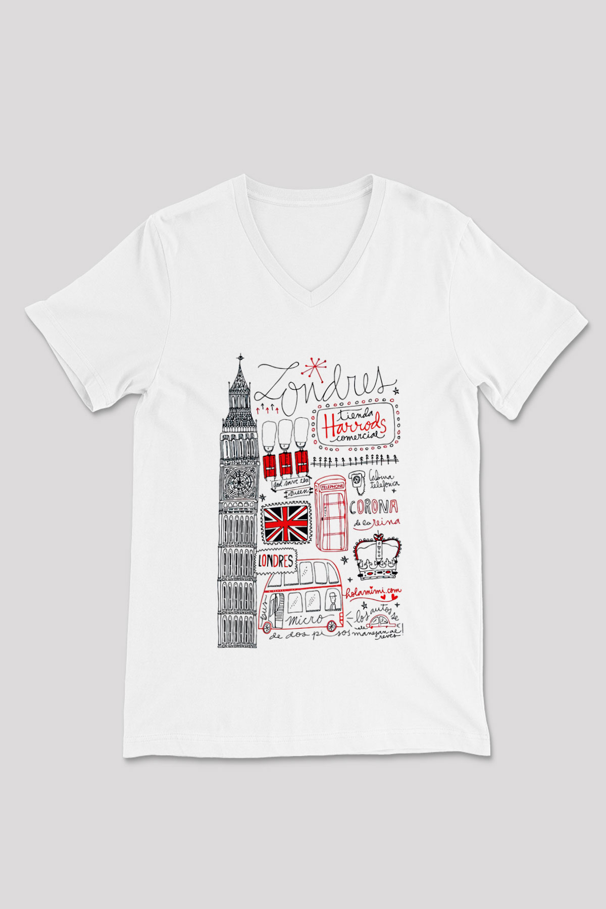 Büyük Britanya Beyaz Unisex V Yaka Tişört T-Shirt