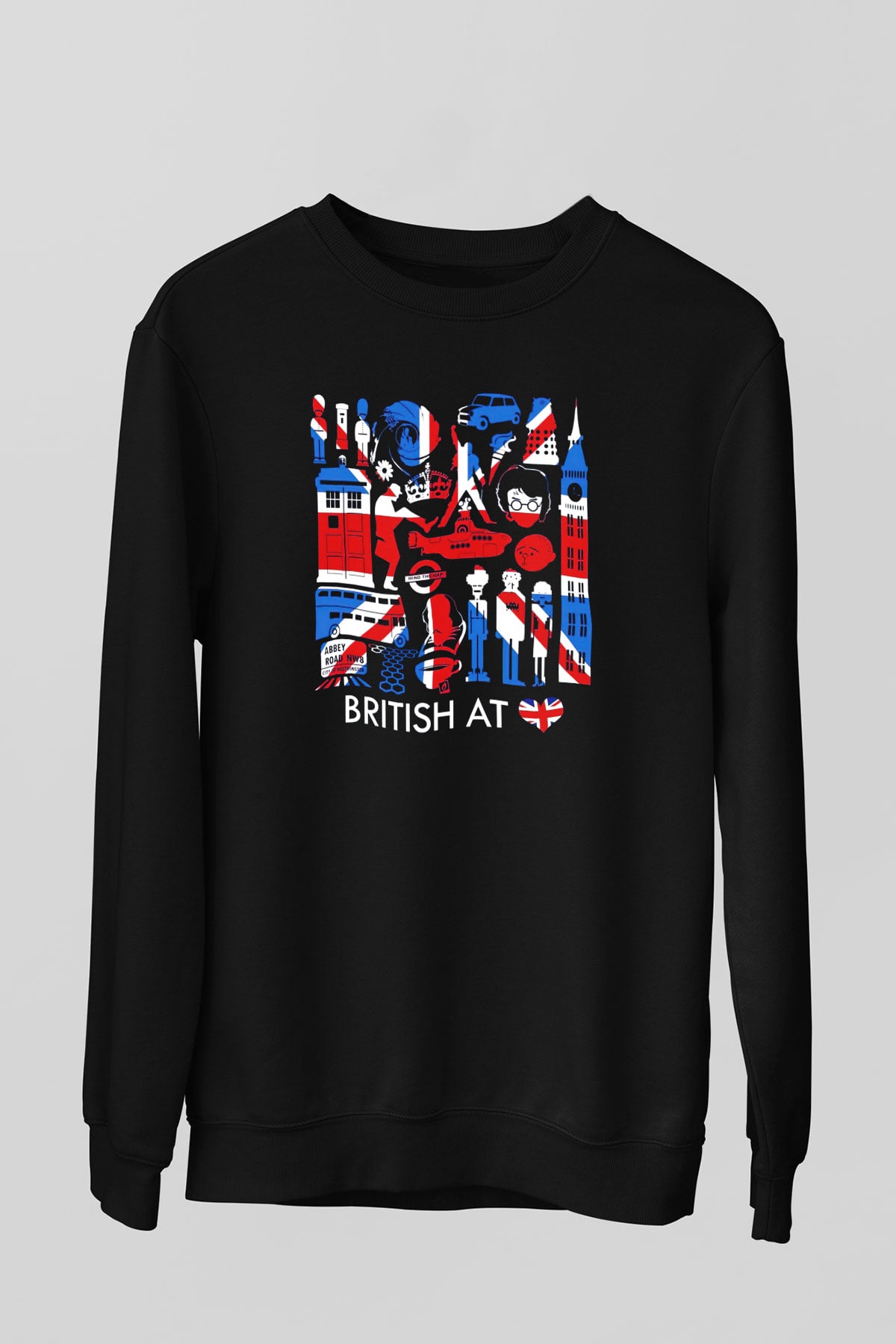 Büyük Britanya Siyah Unisex Sweatshirt