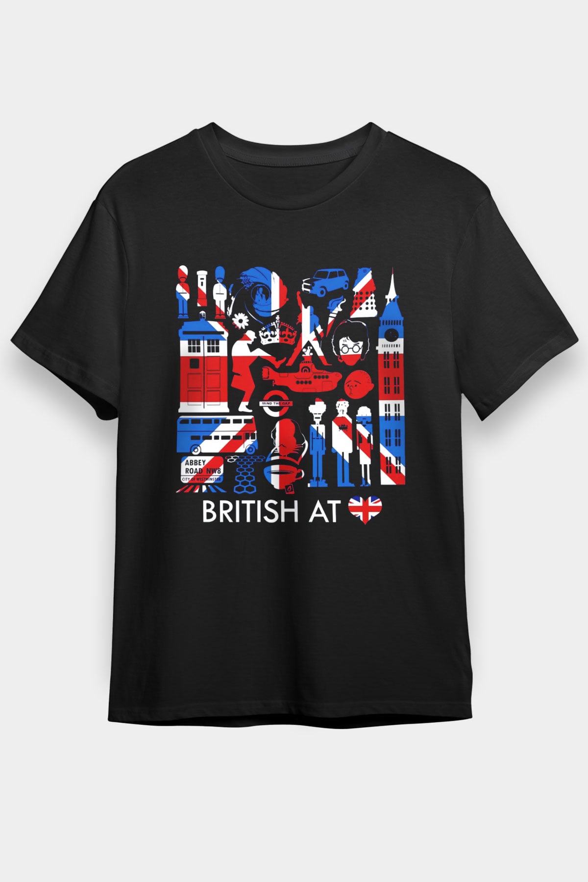 Büyük Britanya Siyah Unisex Tişört T-Shirt - TişörtFabrikası