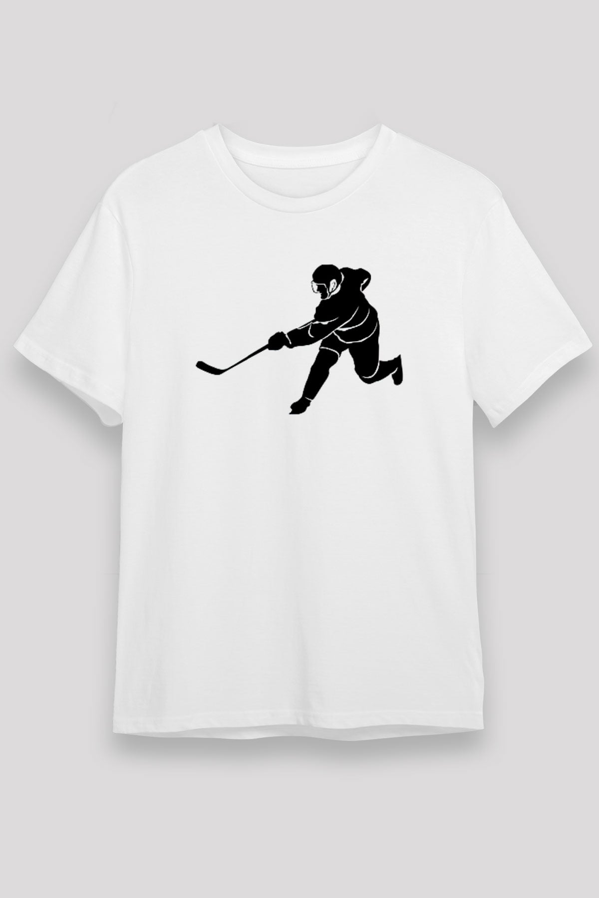 Buz Hokeyi Baskılı Unisex Beyaz Tişört - Tshirt