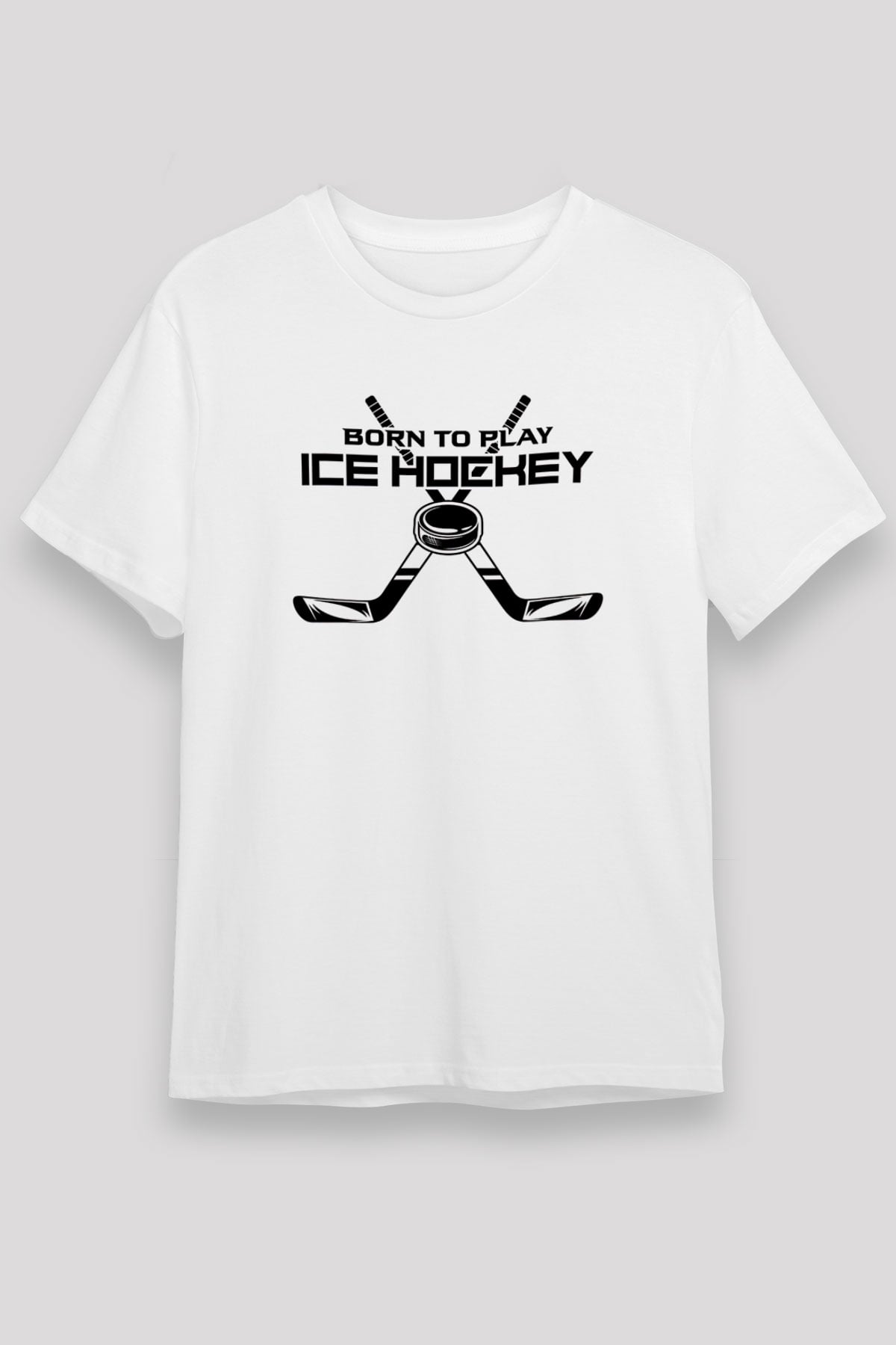 Buz Hokeyi Baskılı Unisex Beyaz Tişört - Tshirt