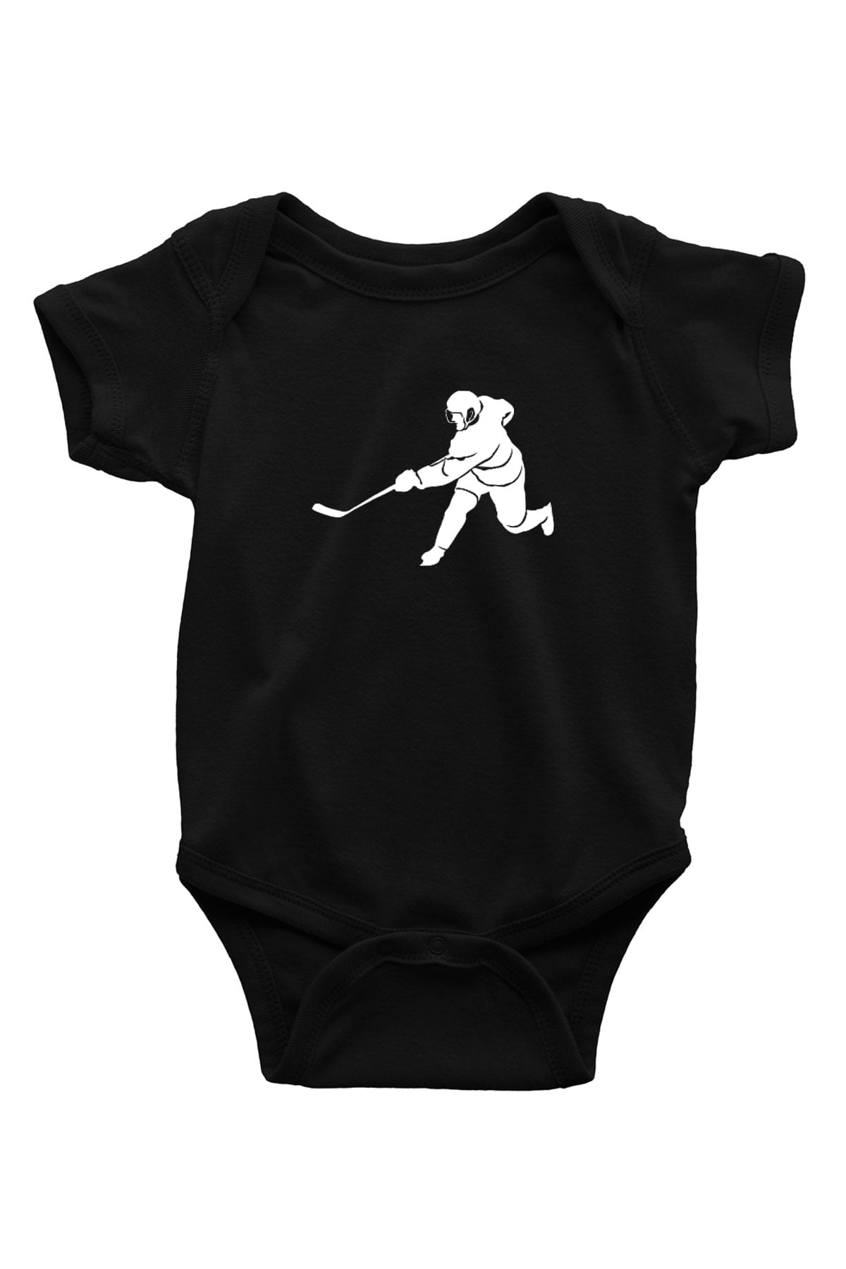 Buz Hokeyi - Ice Hockey Baskılı Unisex Siyah Bebek Body - Zıbın